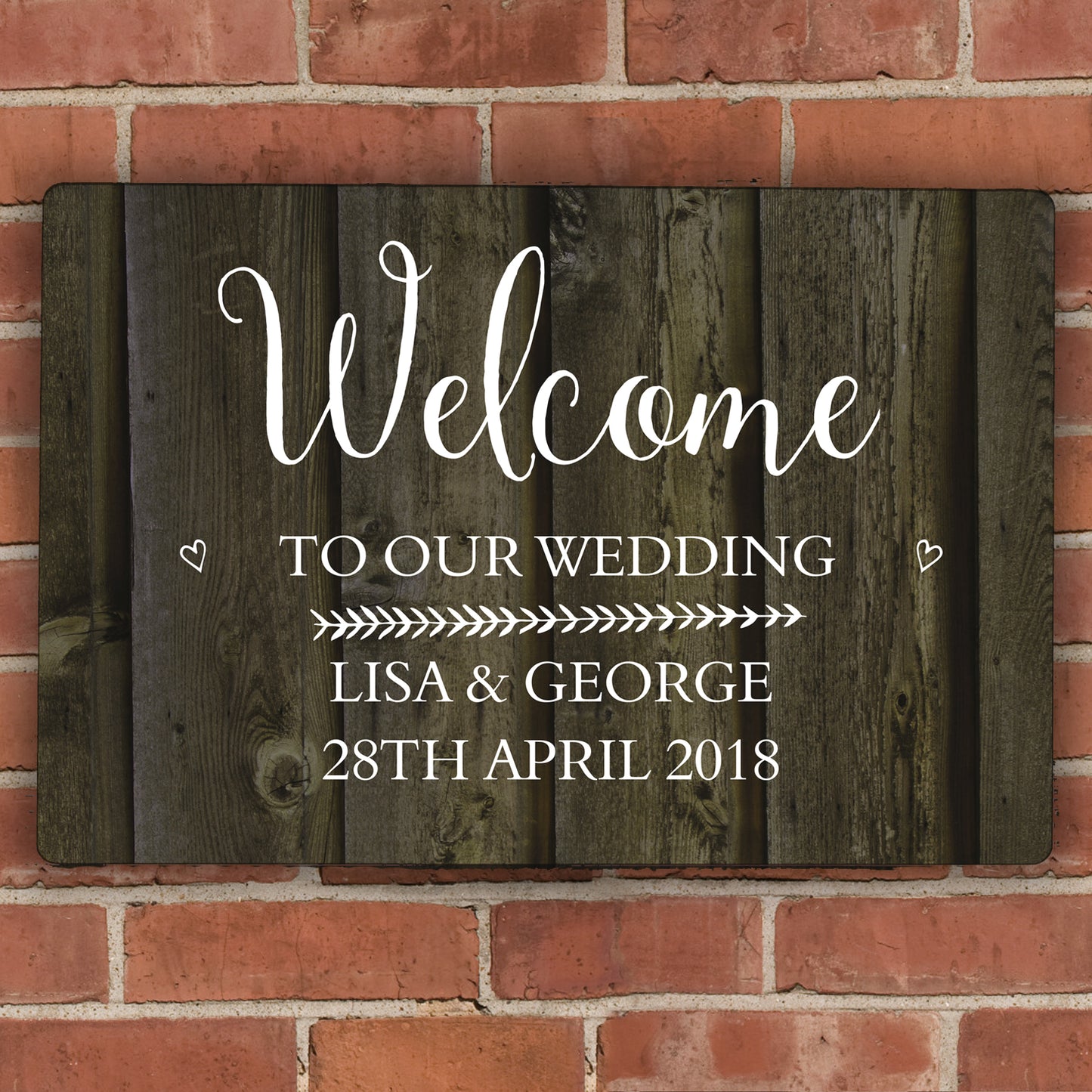 Personalised Walnut Wood Grain Metal Sign - MK&JD Gifts
