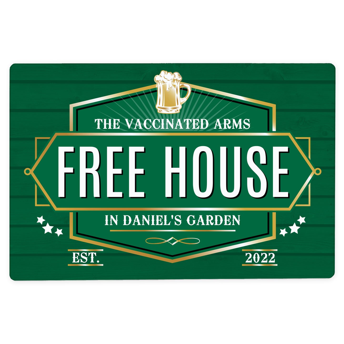 Personalised Free House Green Metal Sign - MK&JD Gifts