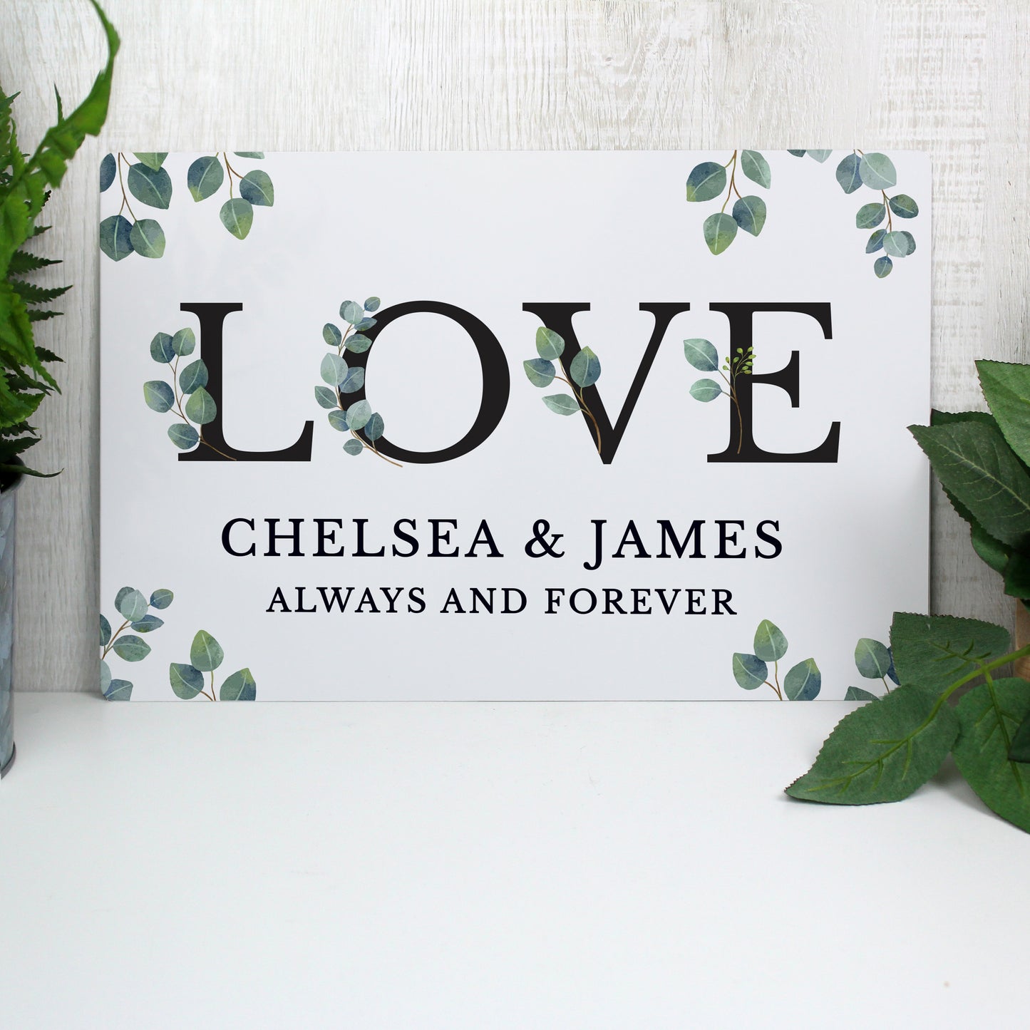 Personalised Botanical LOVE Metal Sign - MK&JD Gifts