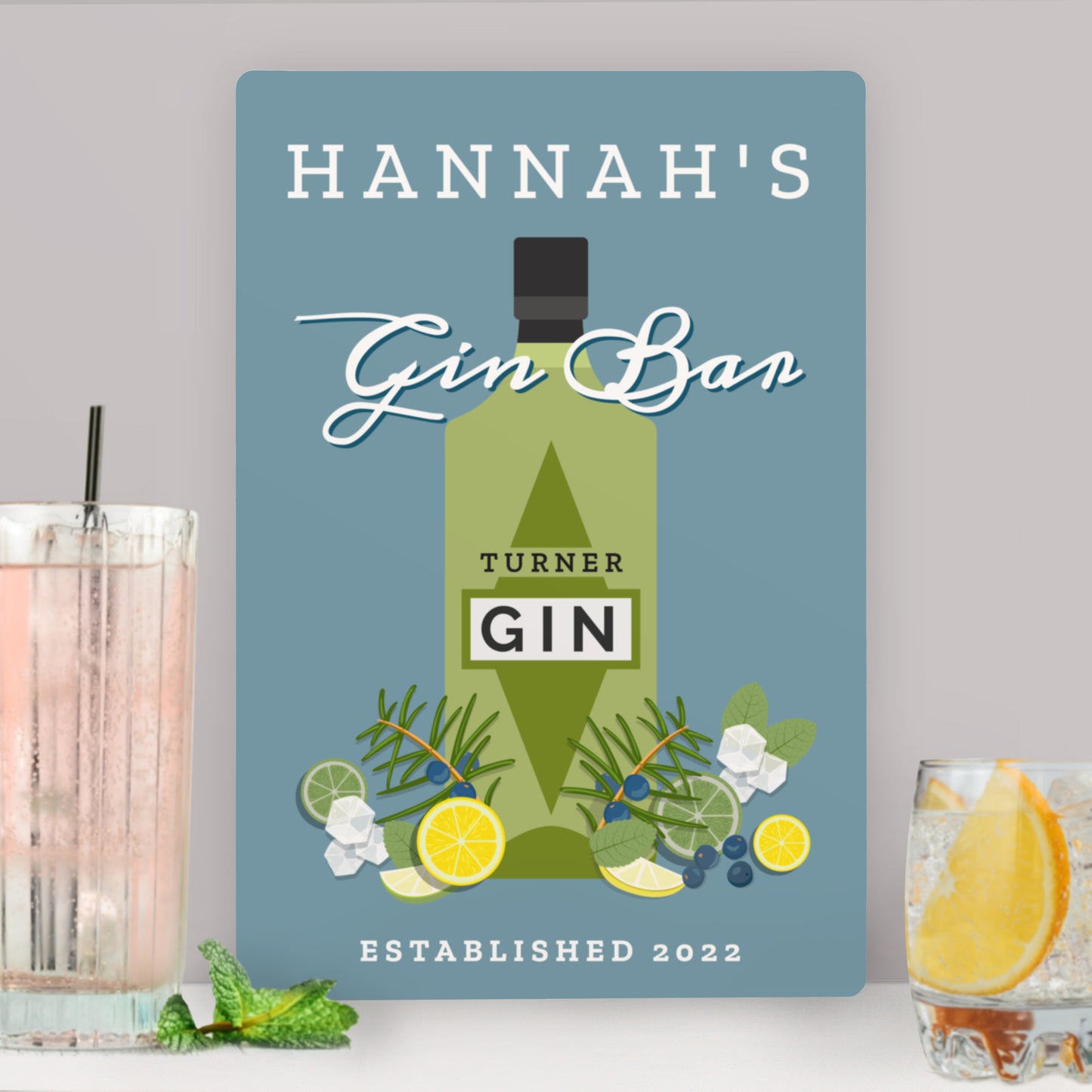 Personalised Gin Bar Metal Sign - MK&JD Gifts