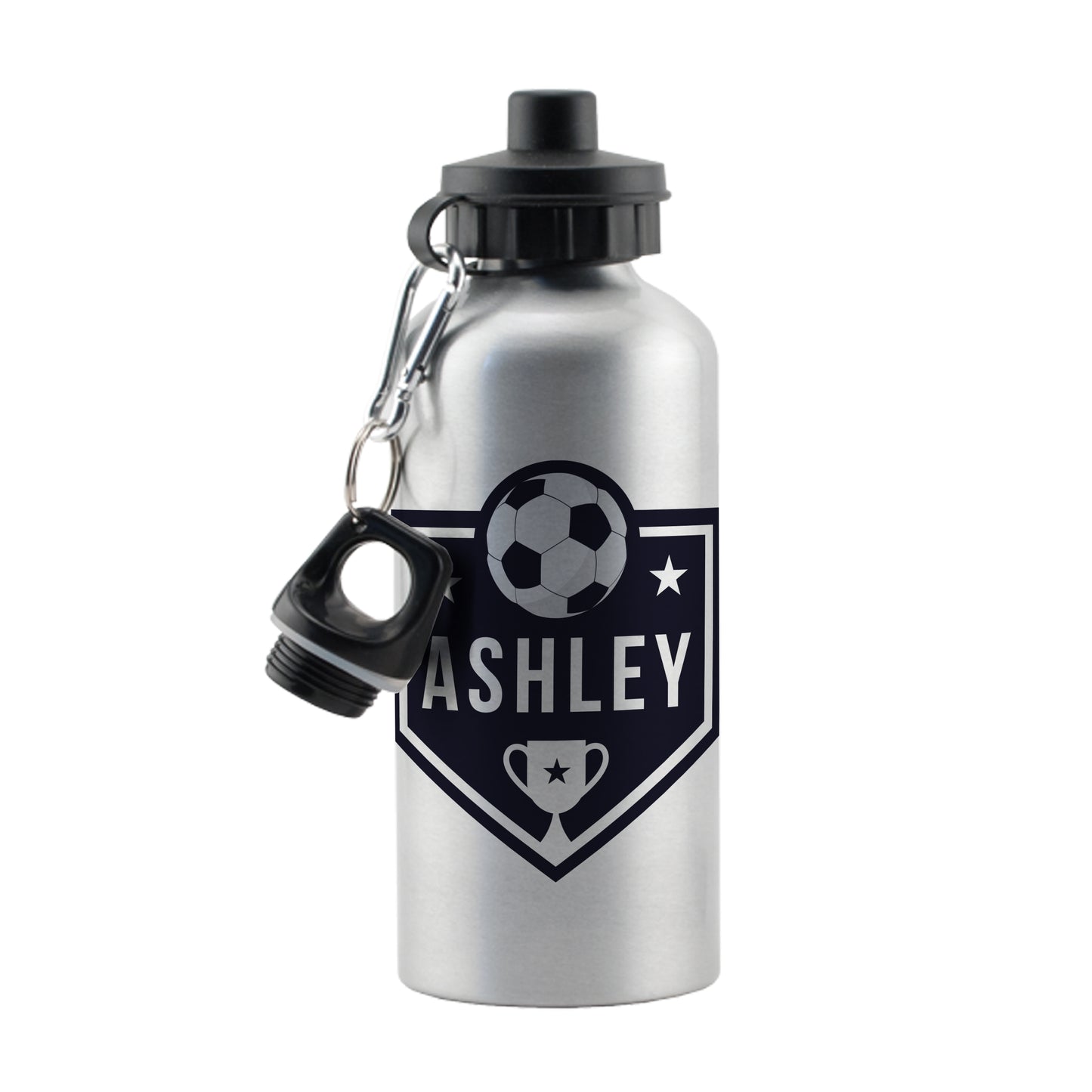 Personalised Football Silver Drinks Bottle - MK&JD Gifts