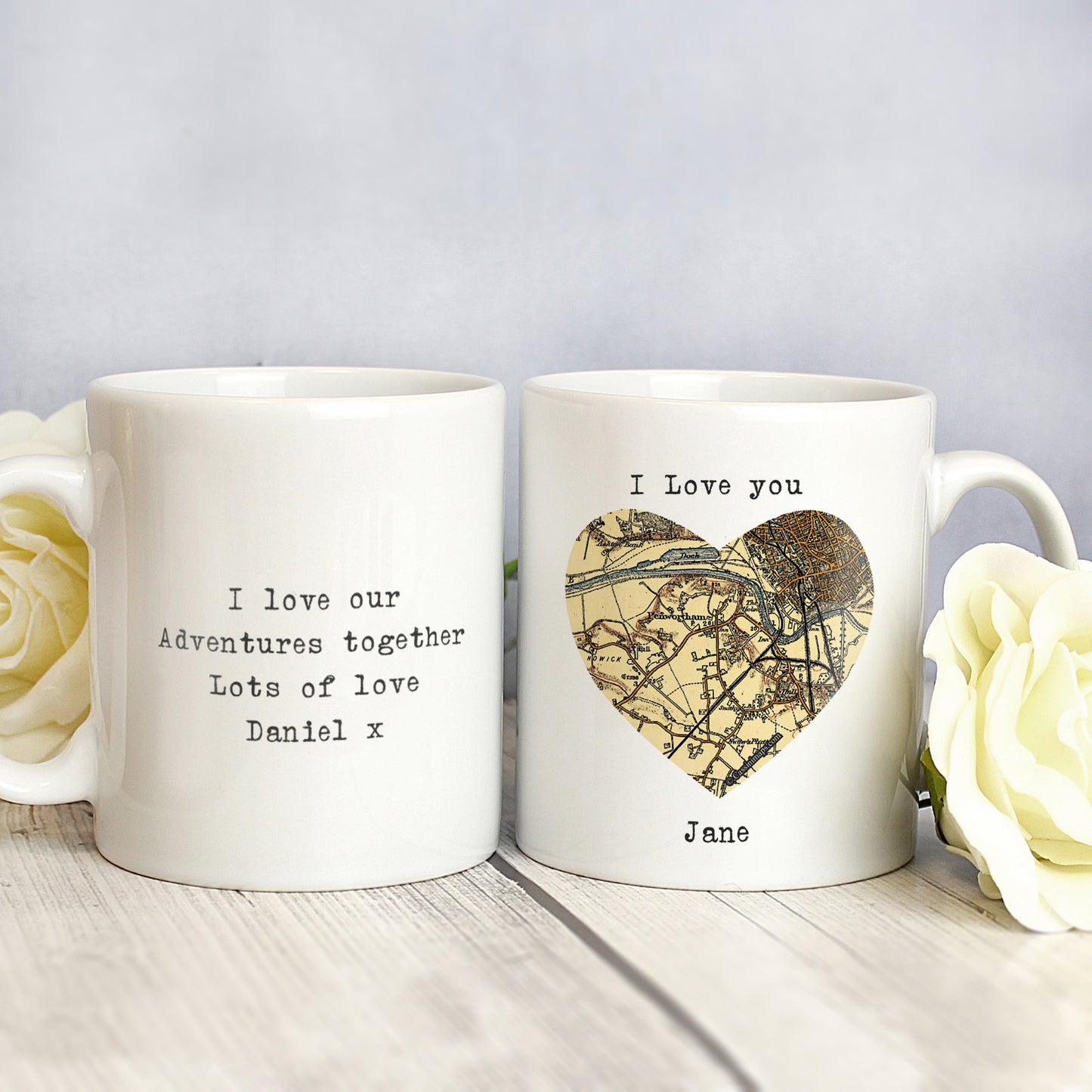 Personalised 1896 - 1904 Revised New Map Heart Mug - MK&JD Gifts