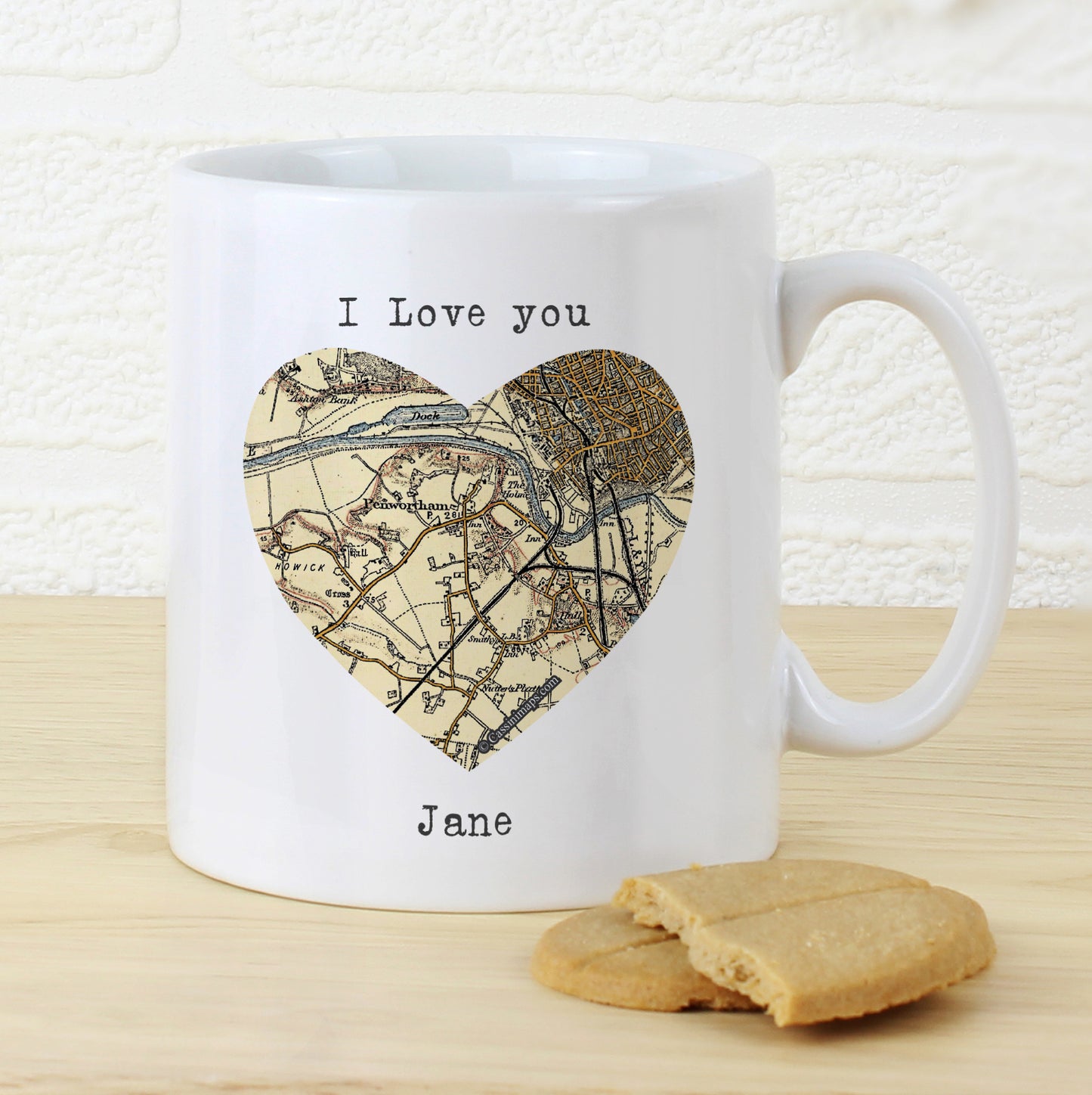 Personalised 1896 - 1904 Revised New Map Heart Mug - MK&JD Gifts