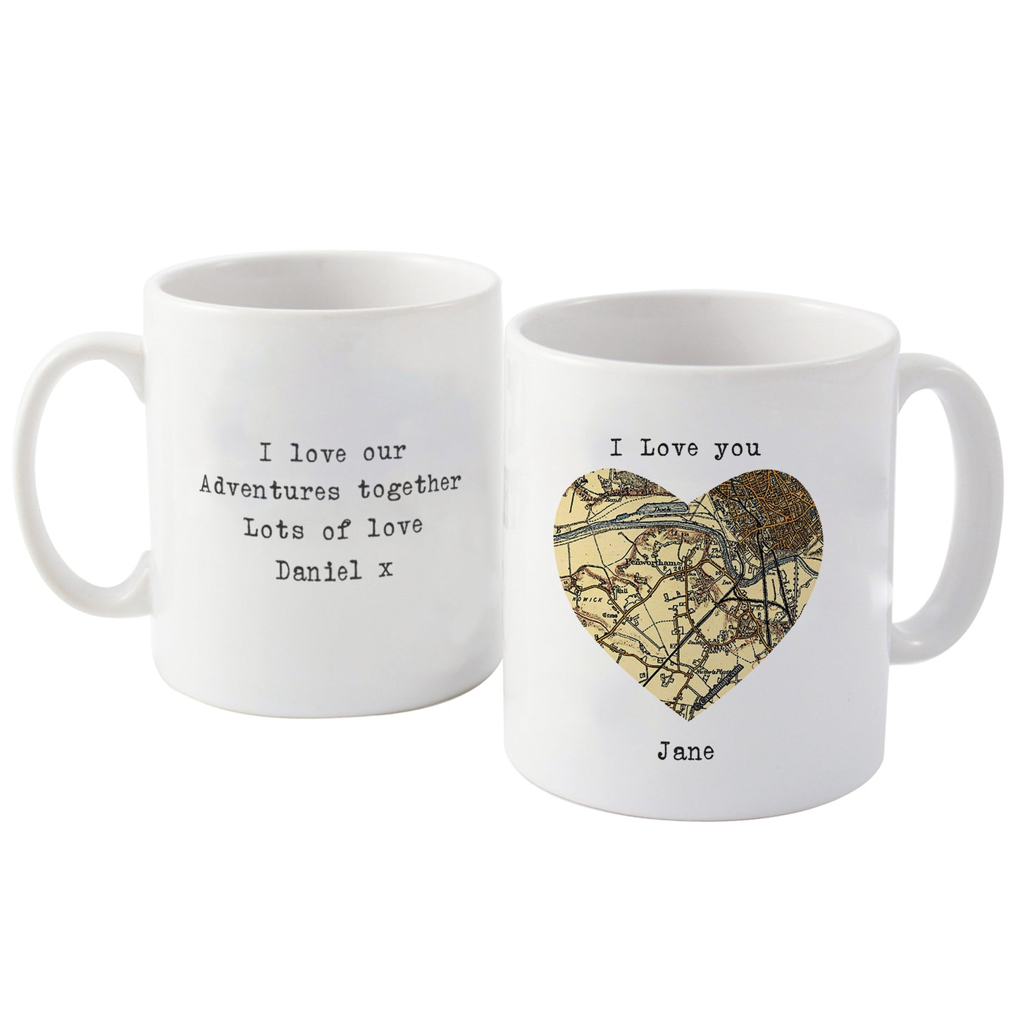 Personalised 1896 - 1904 Revised New Map Heart Mug - MK&JD Gifts