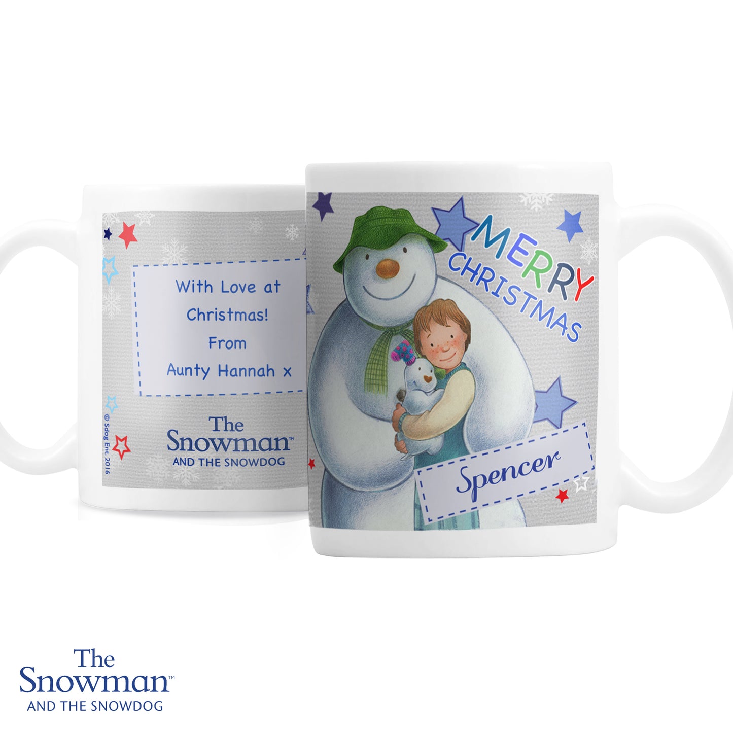 Personalised The Snowman and the Snowdog Blue Mug - MK&JD Gifts