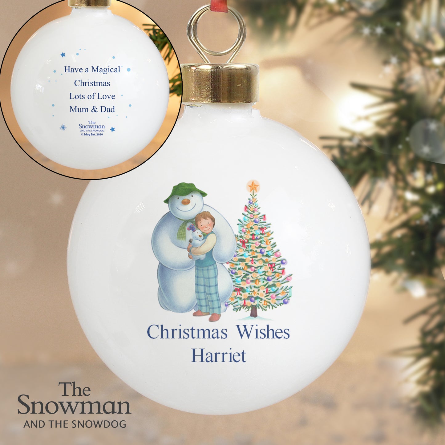 Personalised The Snowman and the Snowdog Friends Bauble - MK&JD Gifts