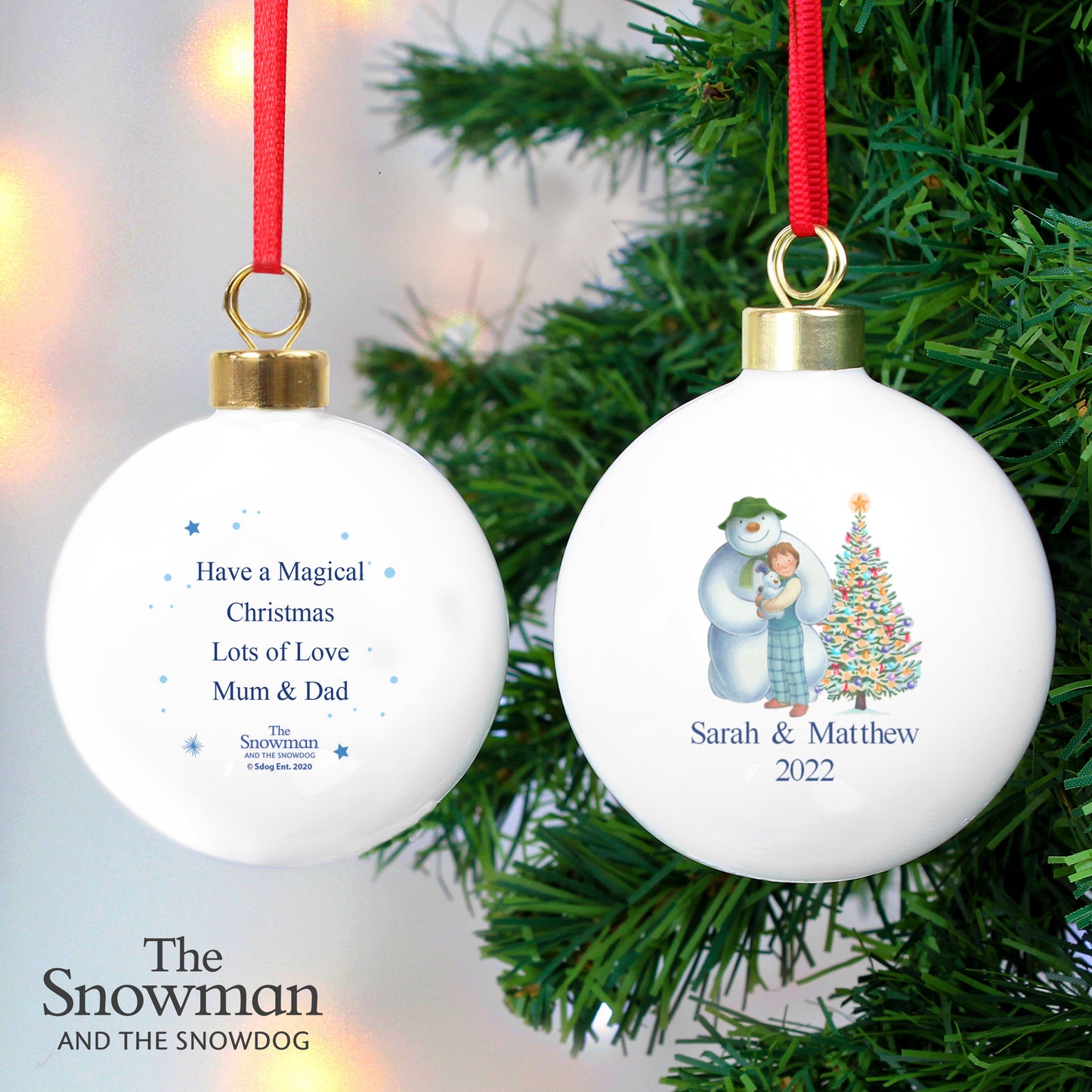 Personalised The Snowman and the Snowdog Friends Bauble - MK&JD Gifts