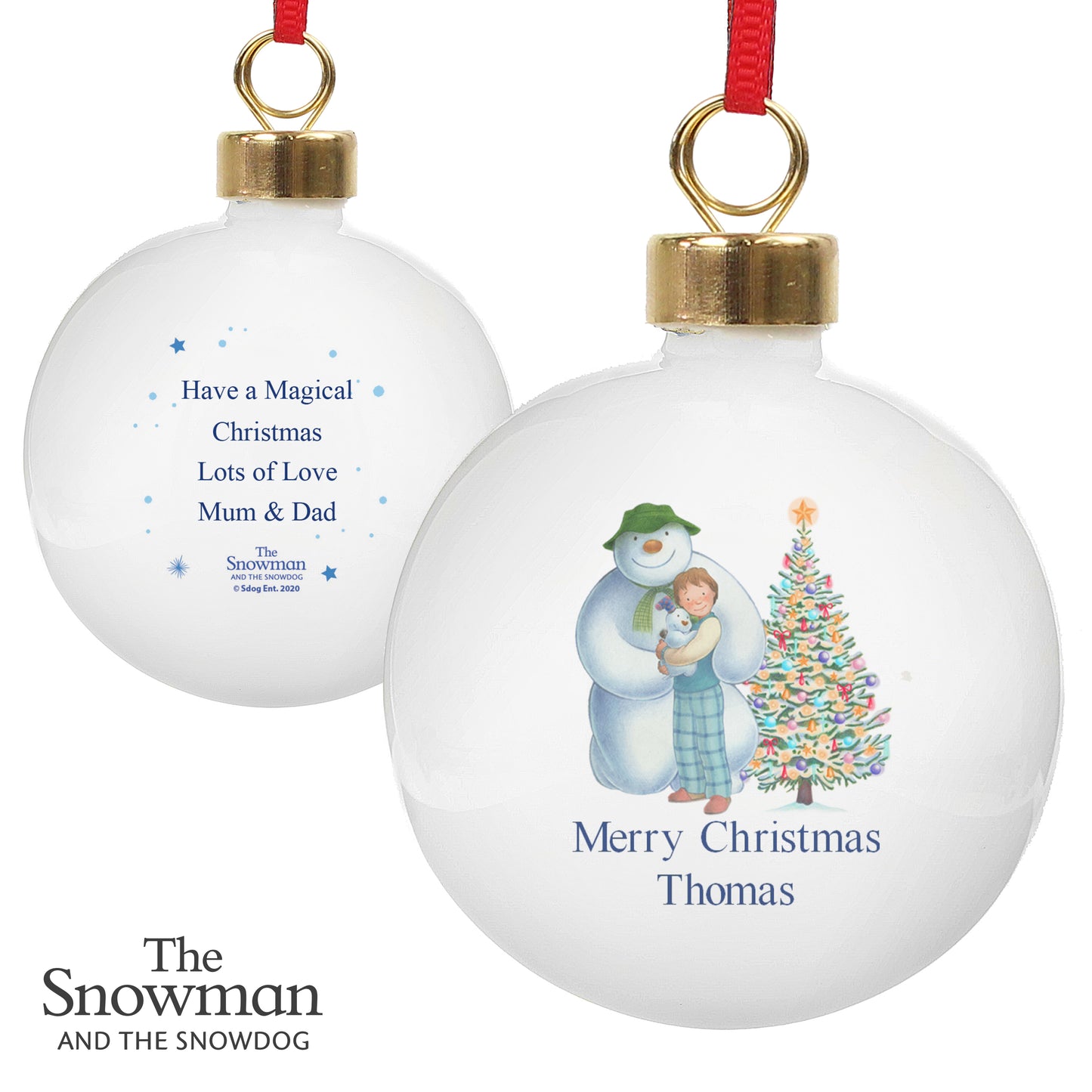 Personalised The Snowman and the Snowdog Friends Bauble - MK&JD Gifts