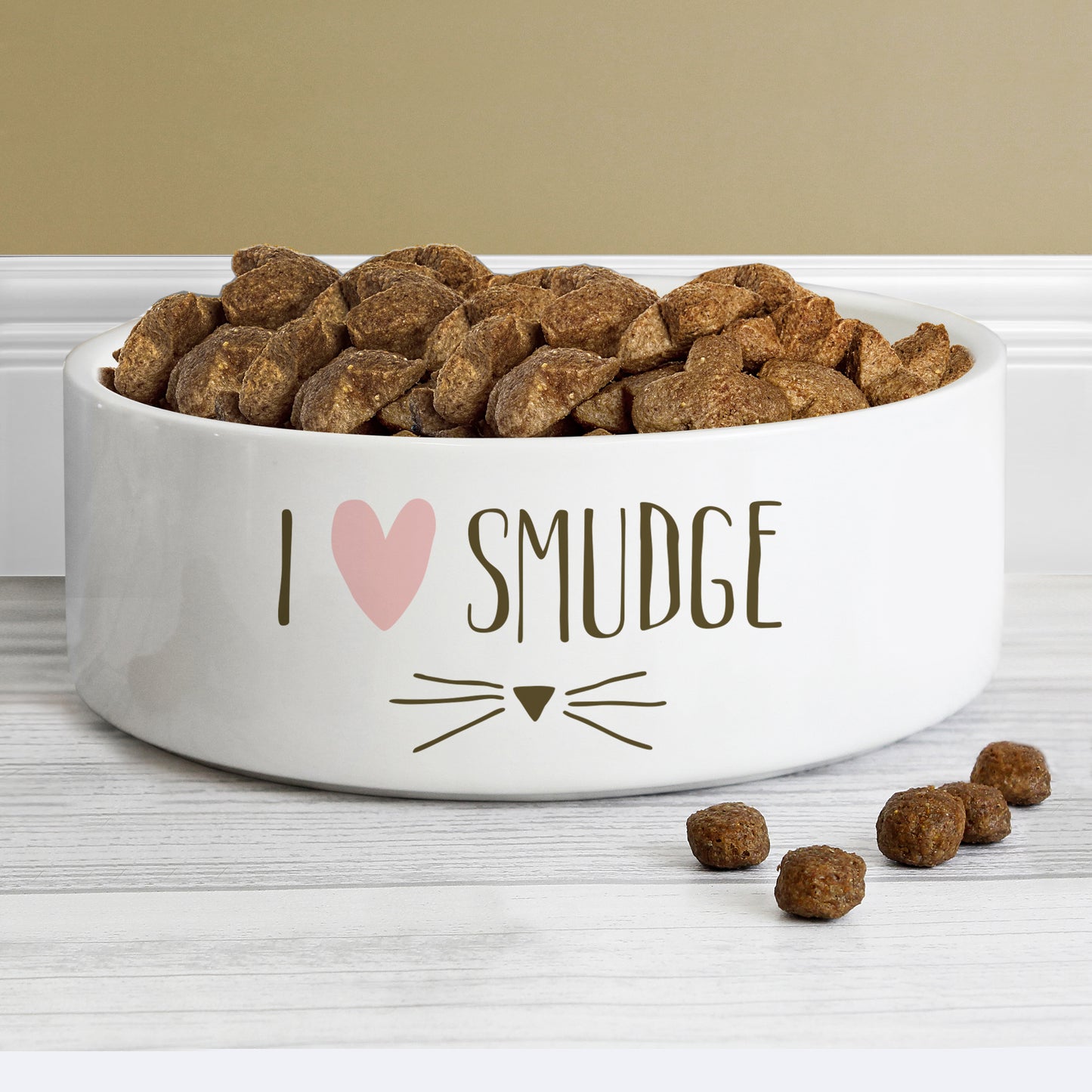 Personalised Cat Features 14cm Medium White Pet Bowl - MK&JD Gifts