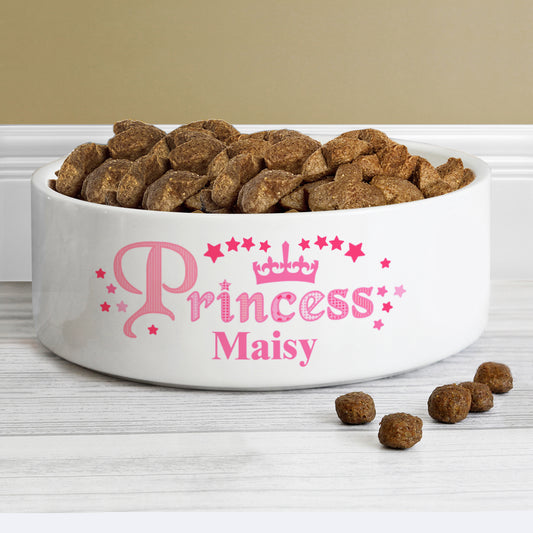 Personalised Princess 15cm Medium White Pet Bowl - MK&JD Gifts
