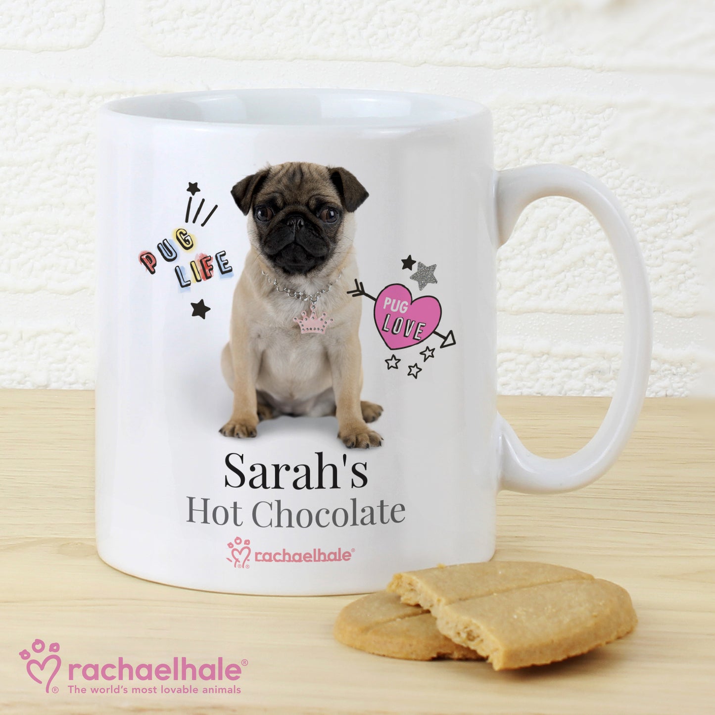 Personalised Rachael Hale Doodle Pug Mug - MK&JD Gifts