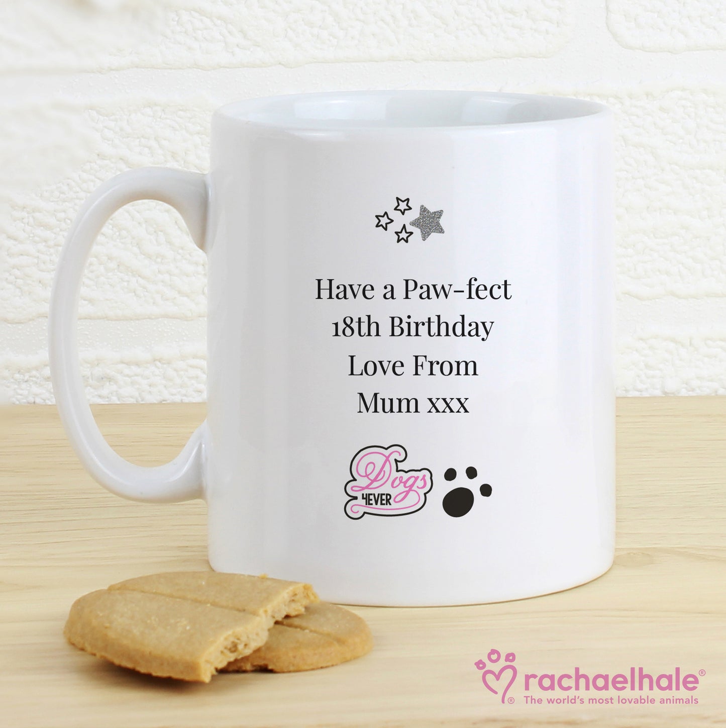 Personalised Rachael Hale Doodle Pug Mug - MK&JD Gifts