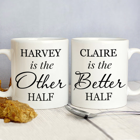 Personalised Other Half and Better Half Mug Set - MK&JD Gifts