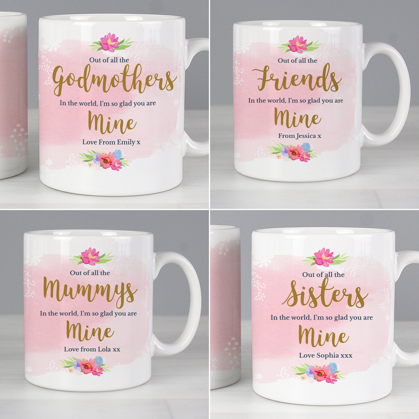 Personalised Floral Watercolour Mug - MK&JD Gifts