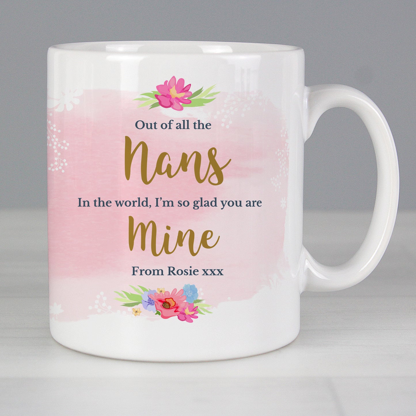 Personalised Floral Watercolour Mug - MK&JD Gifts