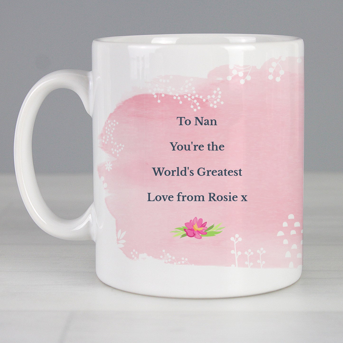 Personalised Floral Watercolour Mug - MK&JD Gifts