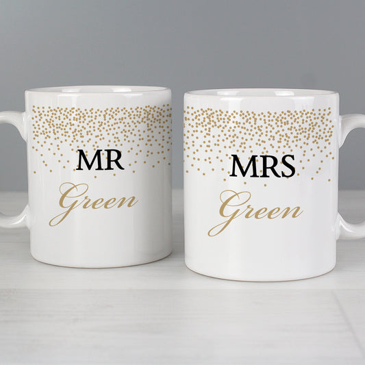 Personalised Gold Confetti Wedding Mug Set - MK&JD Gifts