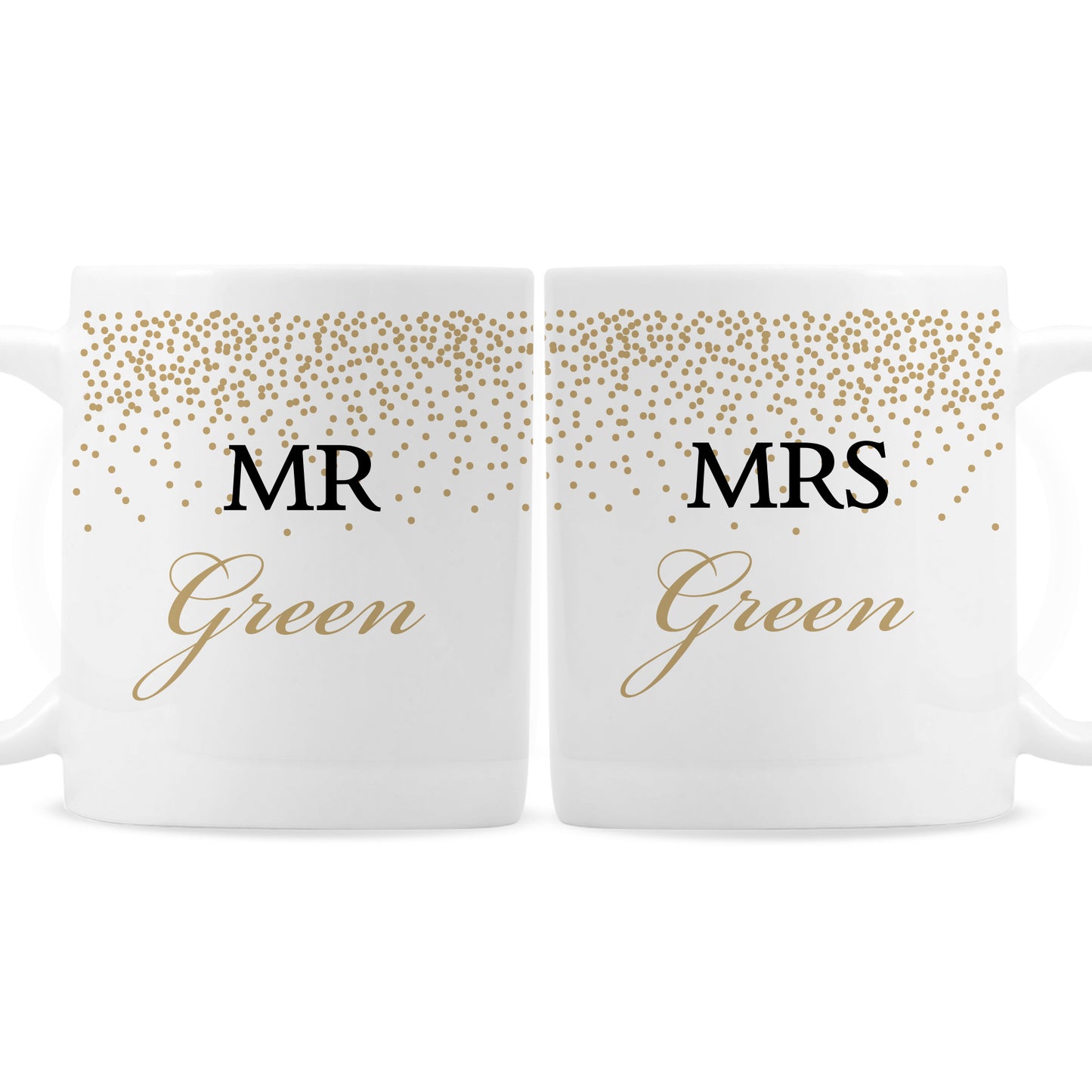Personalised Gold Confetti Wedding Mug Set - MK&JD Gifts