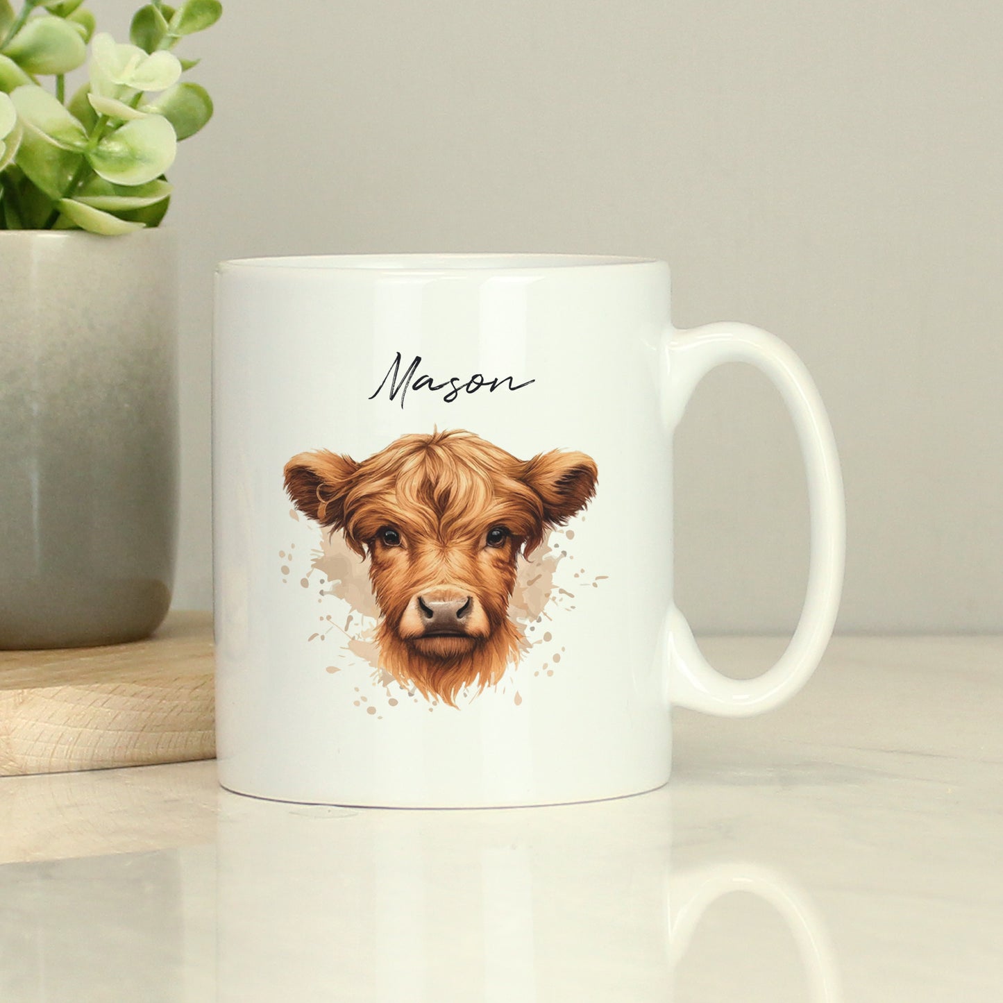 Personalised Highland Cow Mug - Boy - MK&JD Gifts