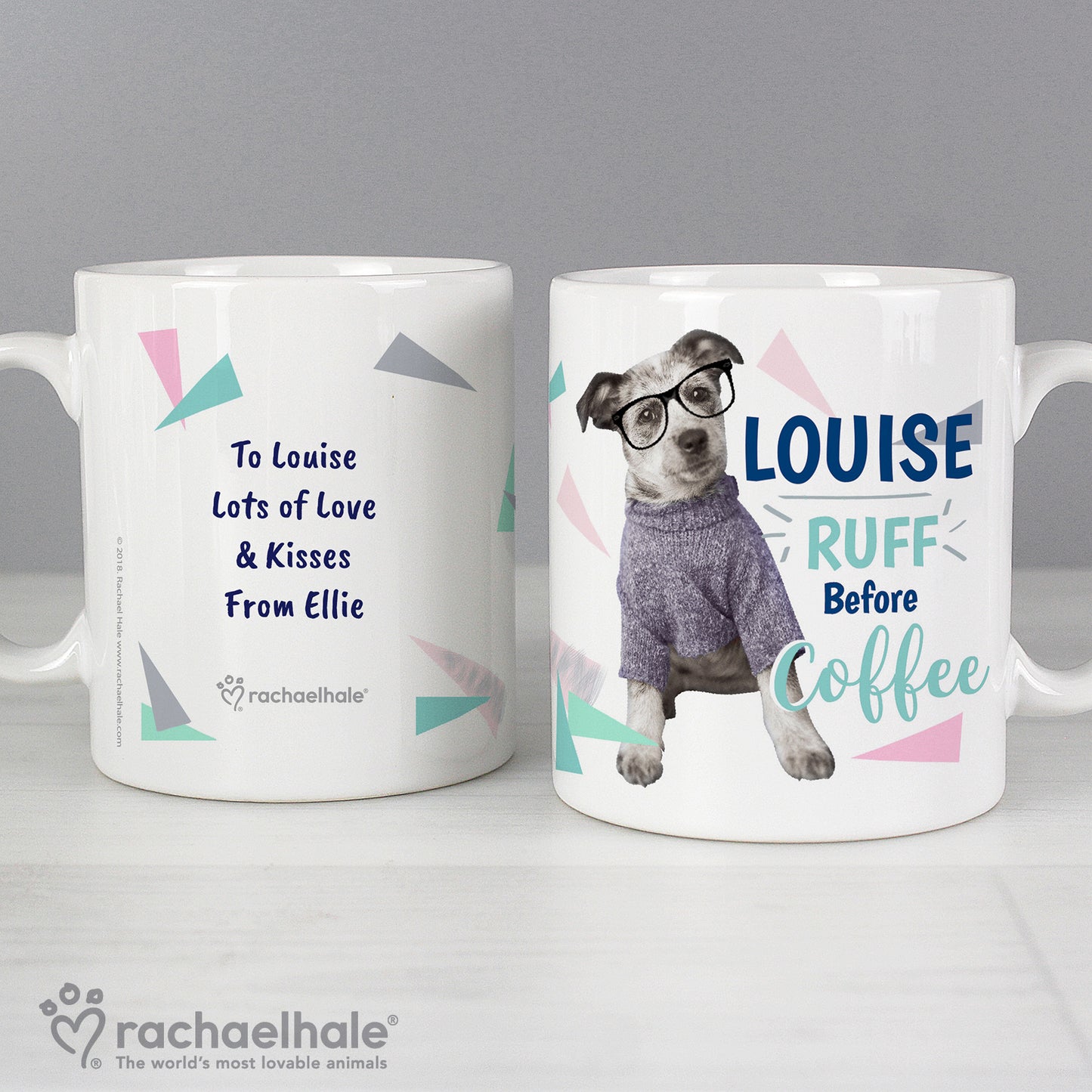 Personalised Rachael Hale 'Ruff Before Coffee' Dog Mug - MK&JD Gifts