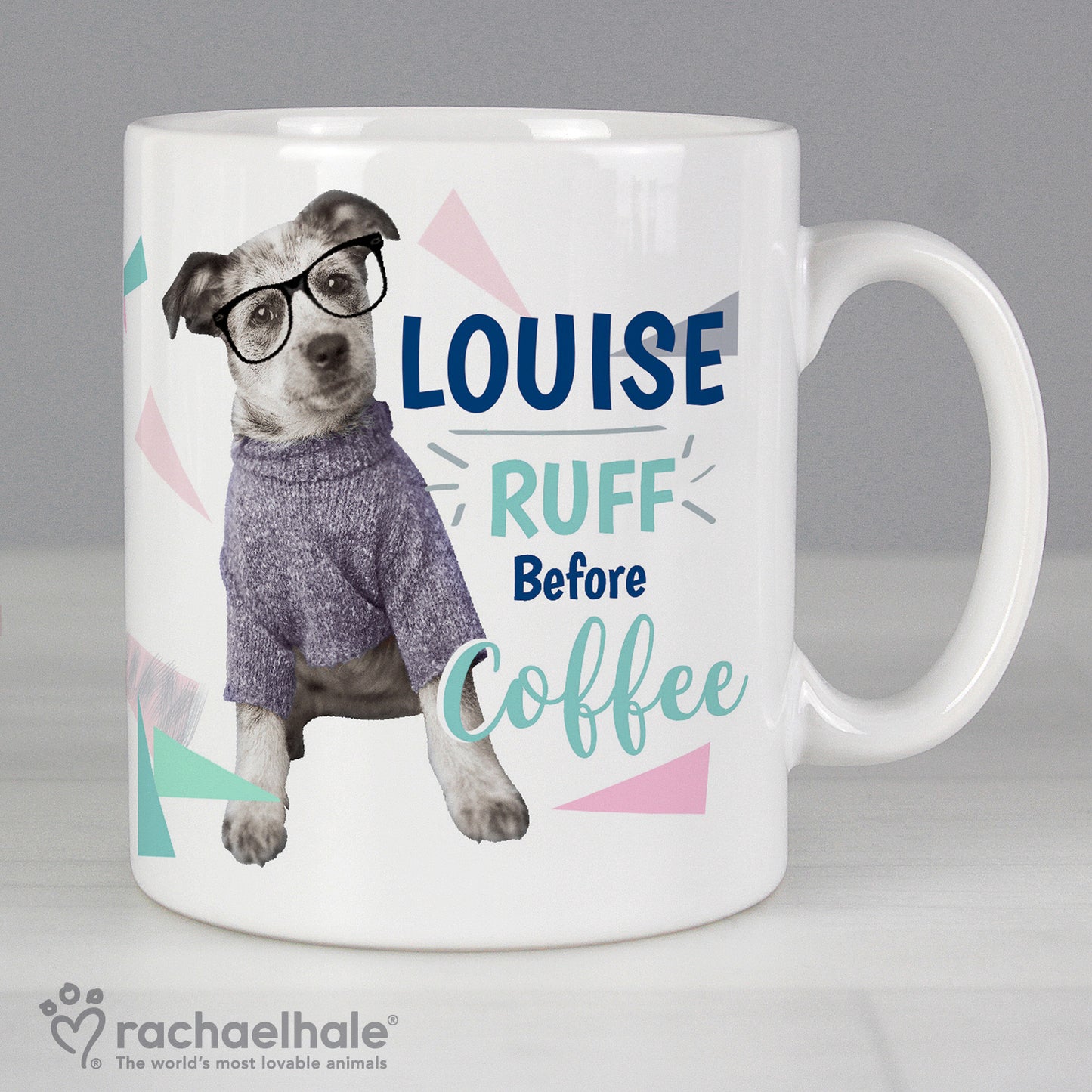 Personalised Rachael Hale 'Ruff Before Coffee' Dog Mug - MK&JD Gifts