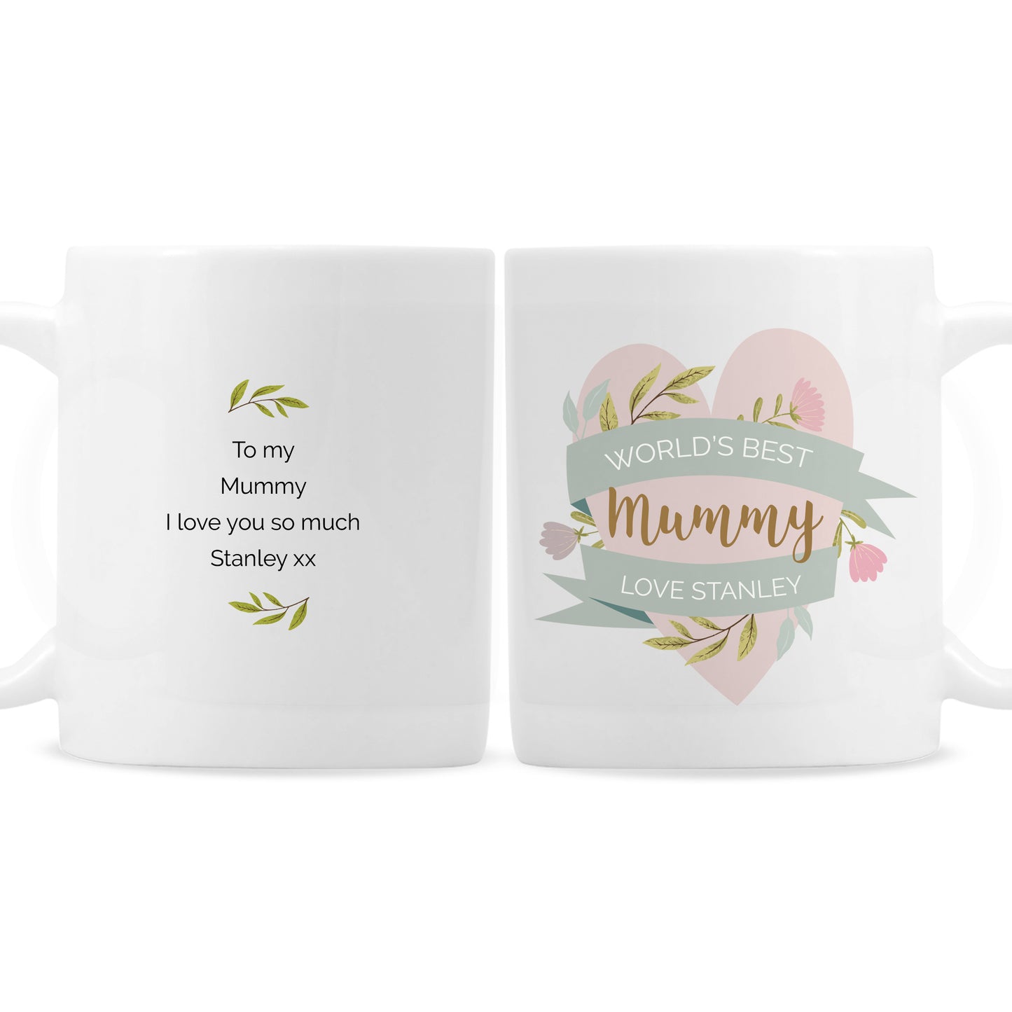 Personalised Floral Heart Mug - MK&JD Gifts