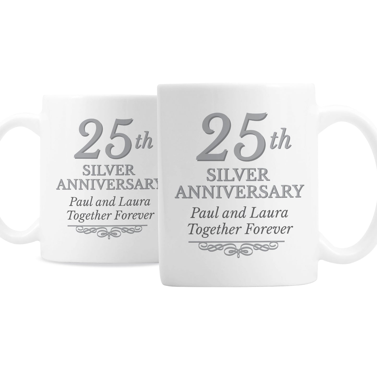 Personalised 25th Silver Anniversary Mug Set - MK&JD Gifts