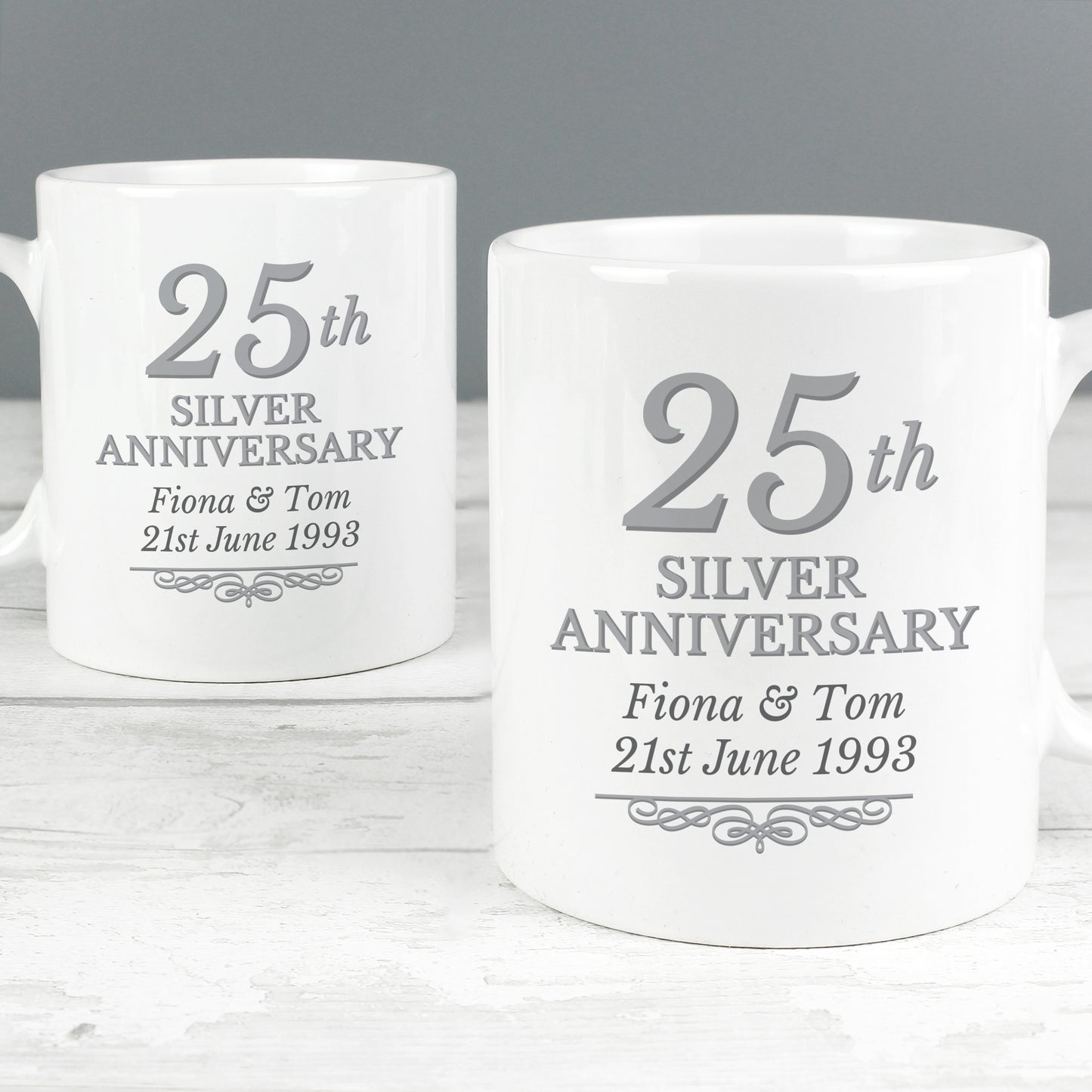 Personalised 25th Silver Anniversary Mug Set - MK&JD Gifts