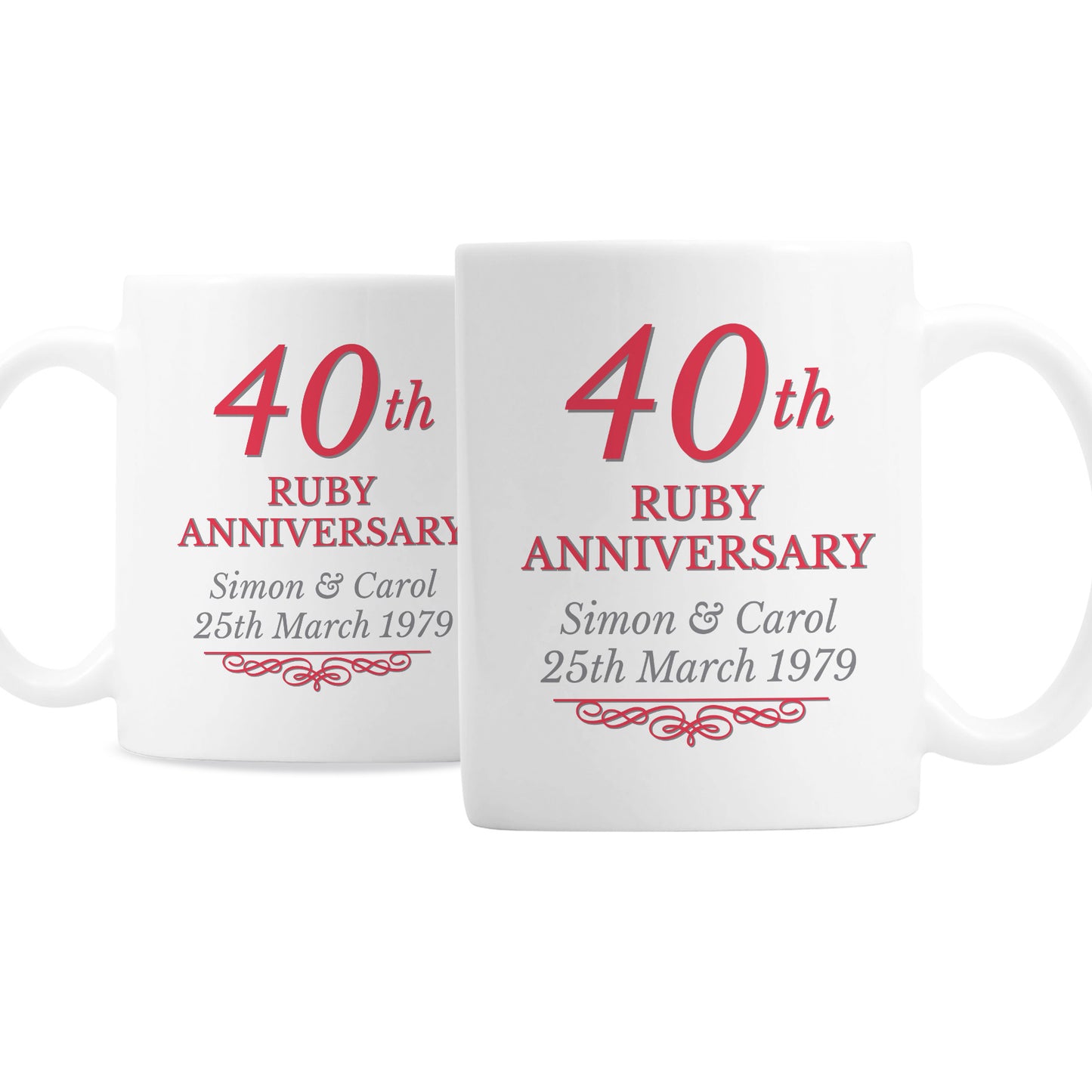 Personalised 40th Ruby Anniversary Mug Set - MK&JD Gifts