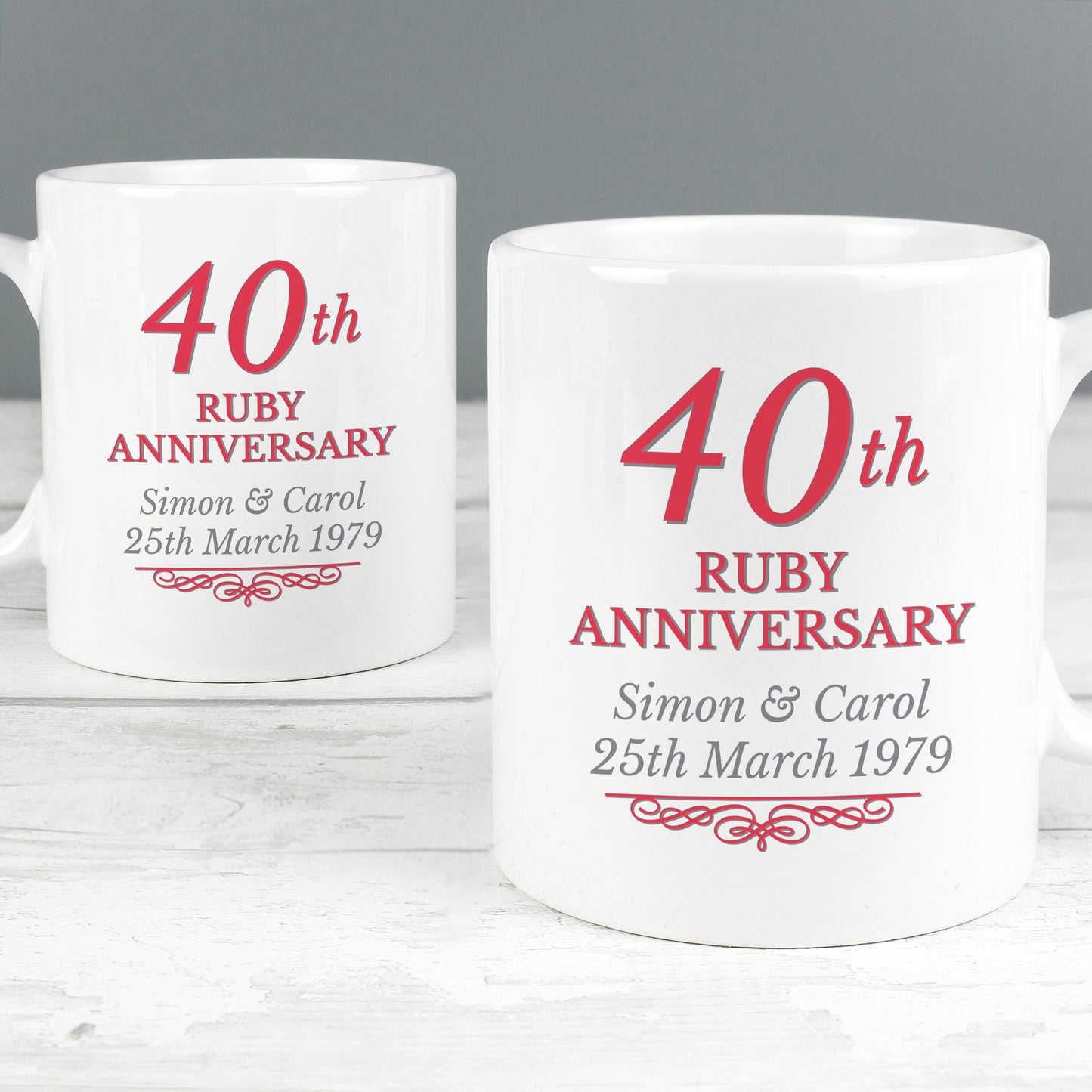 Personalised 40th Ruby Anniversary Mug Set - MK&JD Gifts