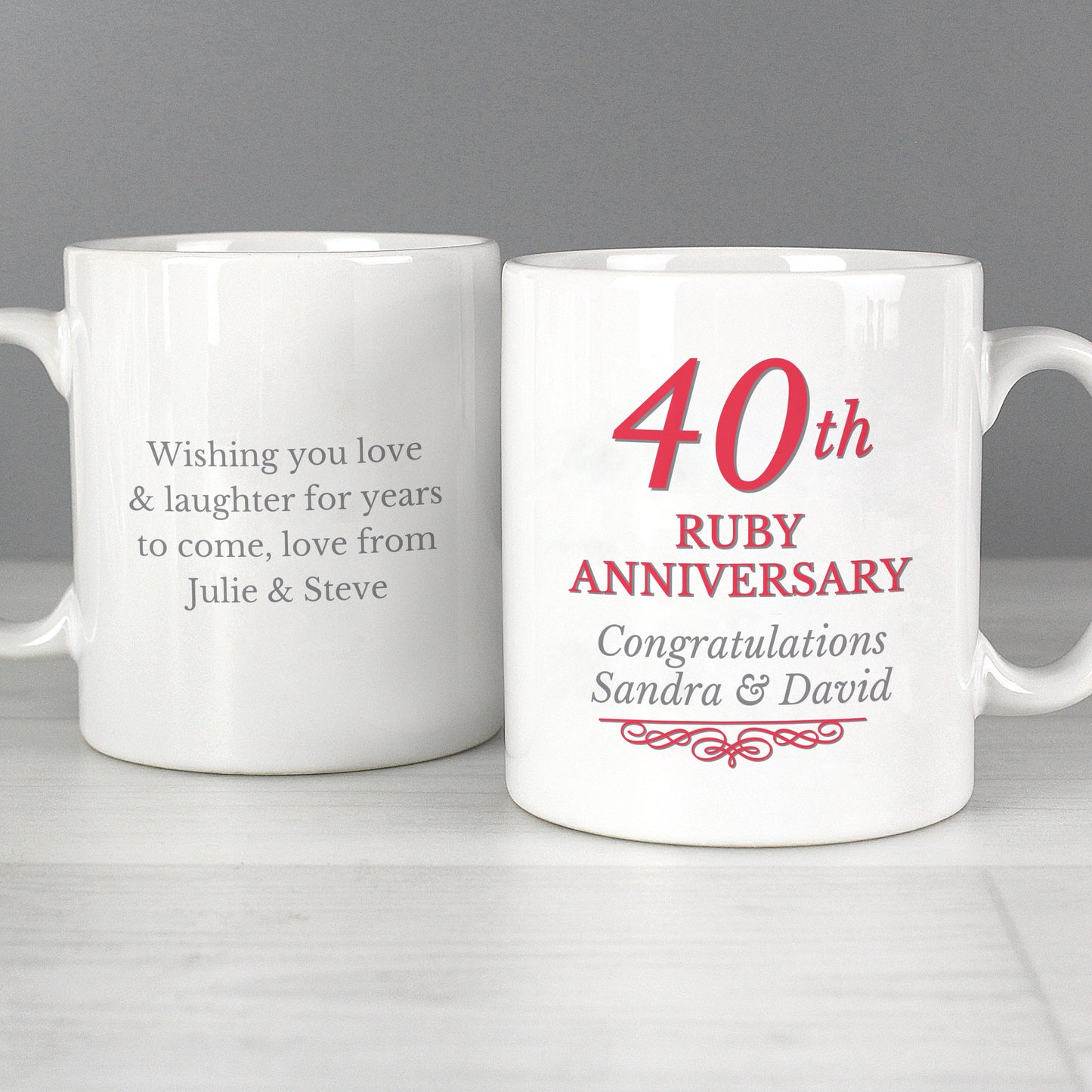 Personalised 40th Ruby Anniversary Mug Set - MK&JD Gifts