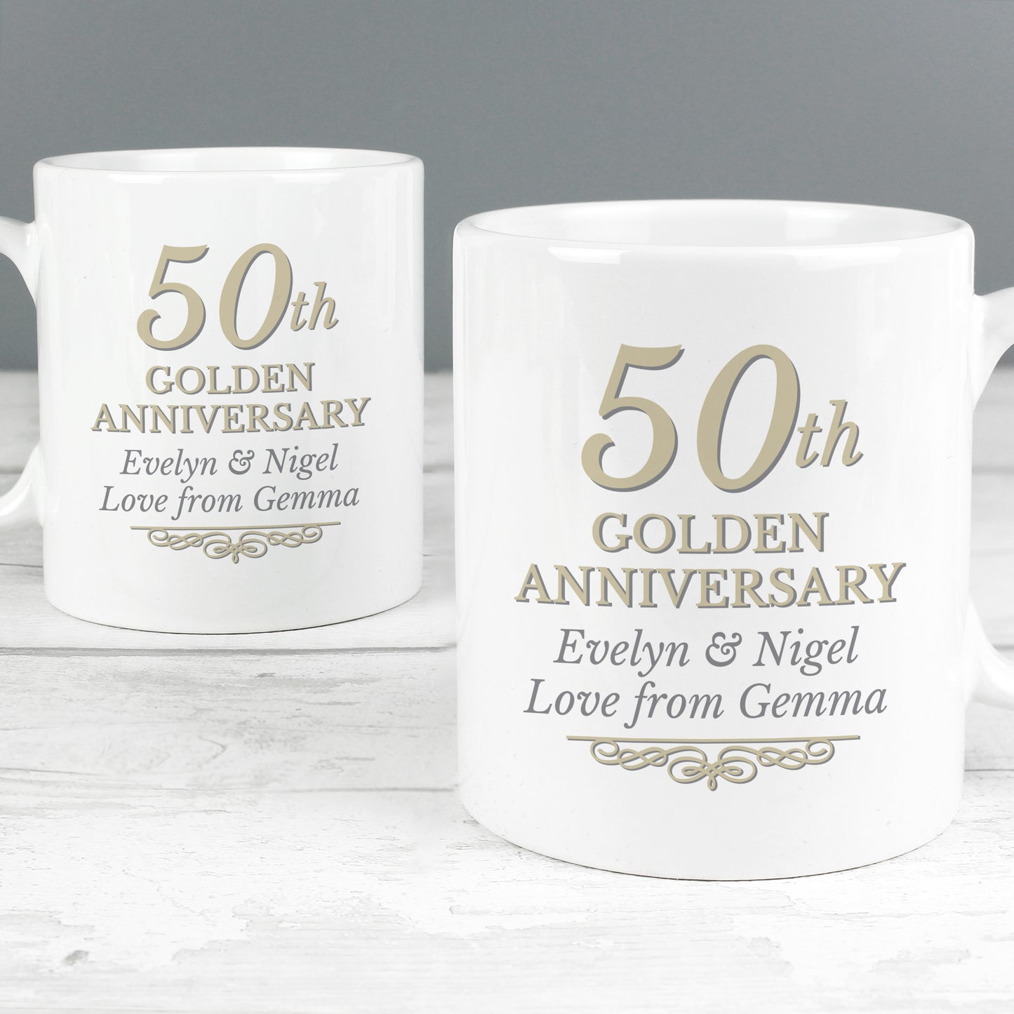Personalised 50th Golden Anniversary Mug Set - MK&JD Gifts
