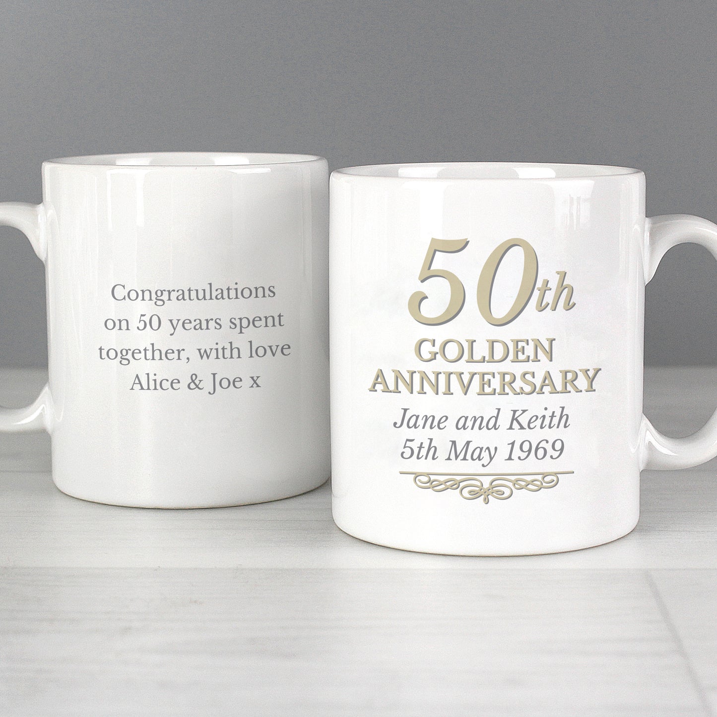 Personalised 50th Golden Anniversary Mug Set - MK&JD Gifts