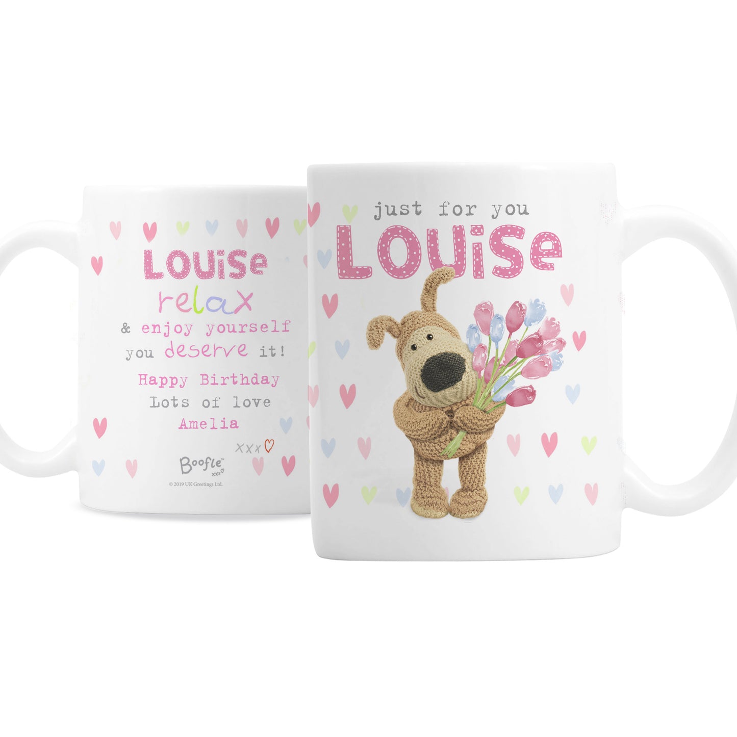 Personalised Boofle Birthday Flowers Mug - MK&JD Gifts