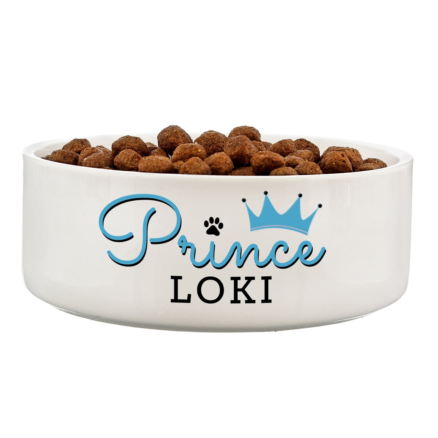 Personalised Prince 14cm Medium Ceramic White Pet Bowl - MK&JD Gifts