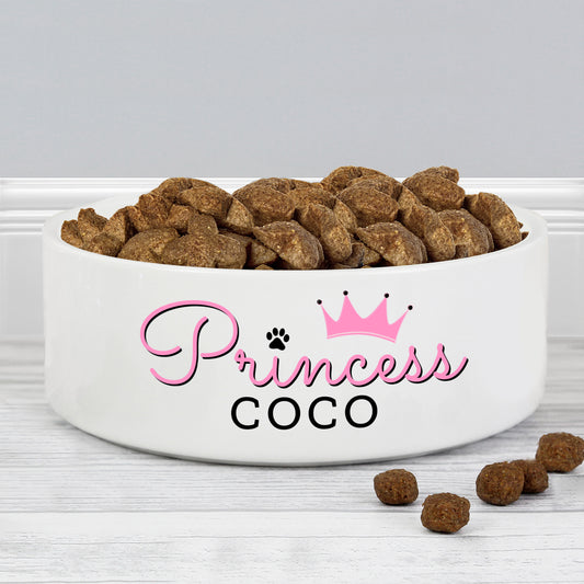 Personalised Princess 14cm Medium Ceramic White Pet Bowl - MK&JD Gifts