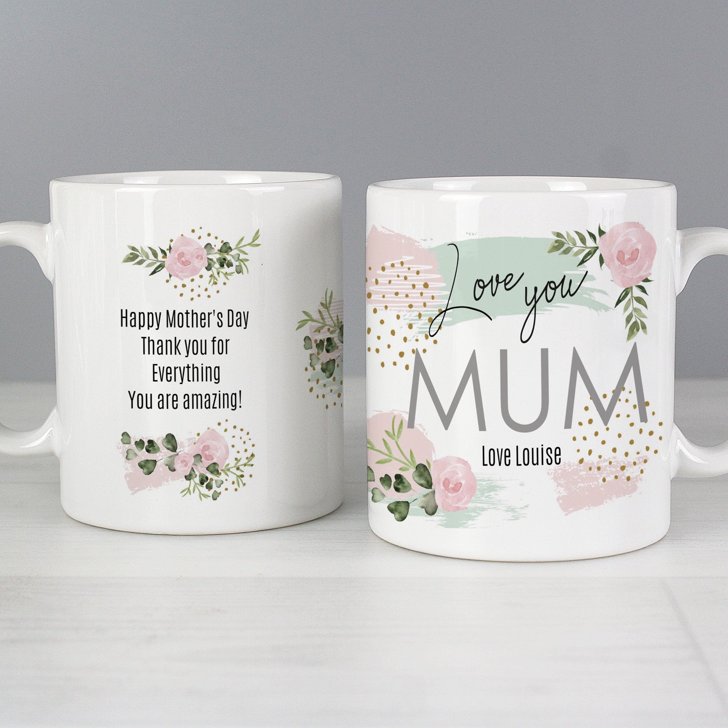 Personalised Abstract Rose Mug - MK&JD Gifts
