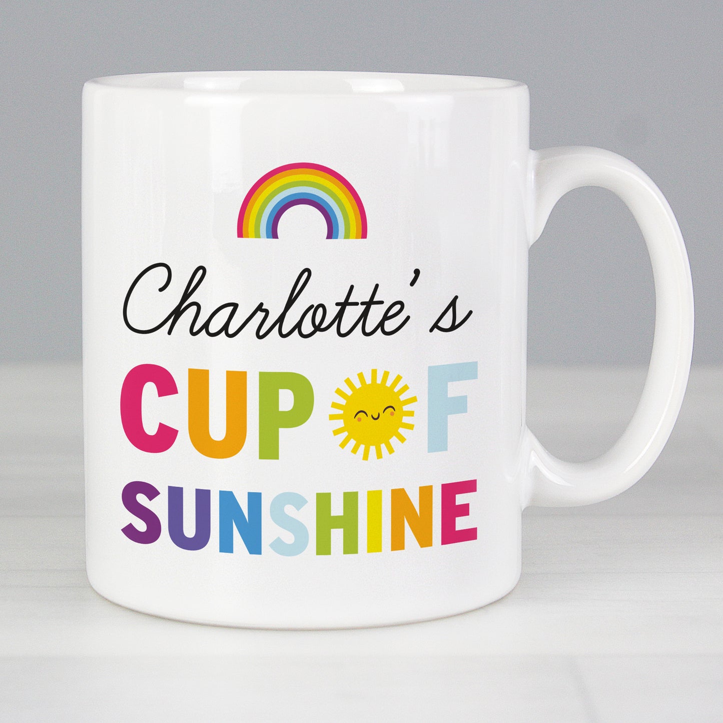 Personalised Rainbow Cup of Sunshine Mug - MK&JD Gifts