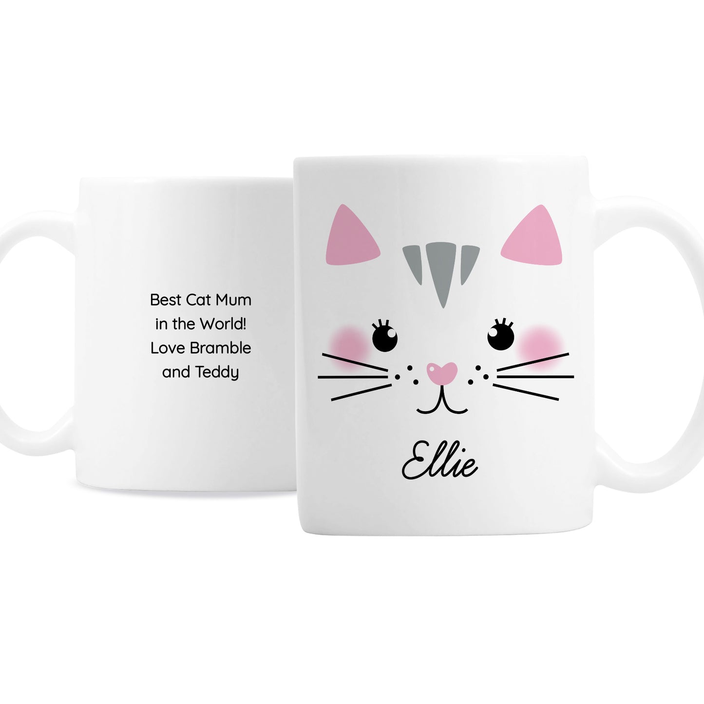Personalised Cute Cat Face Mug - MK&JD Gifts