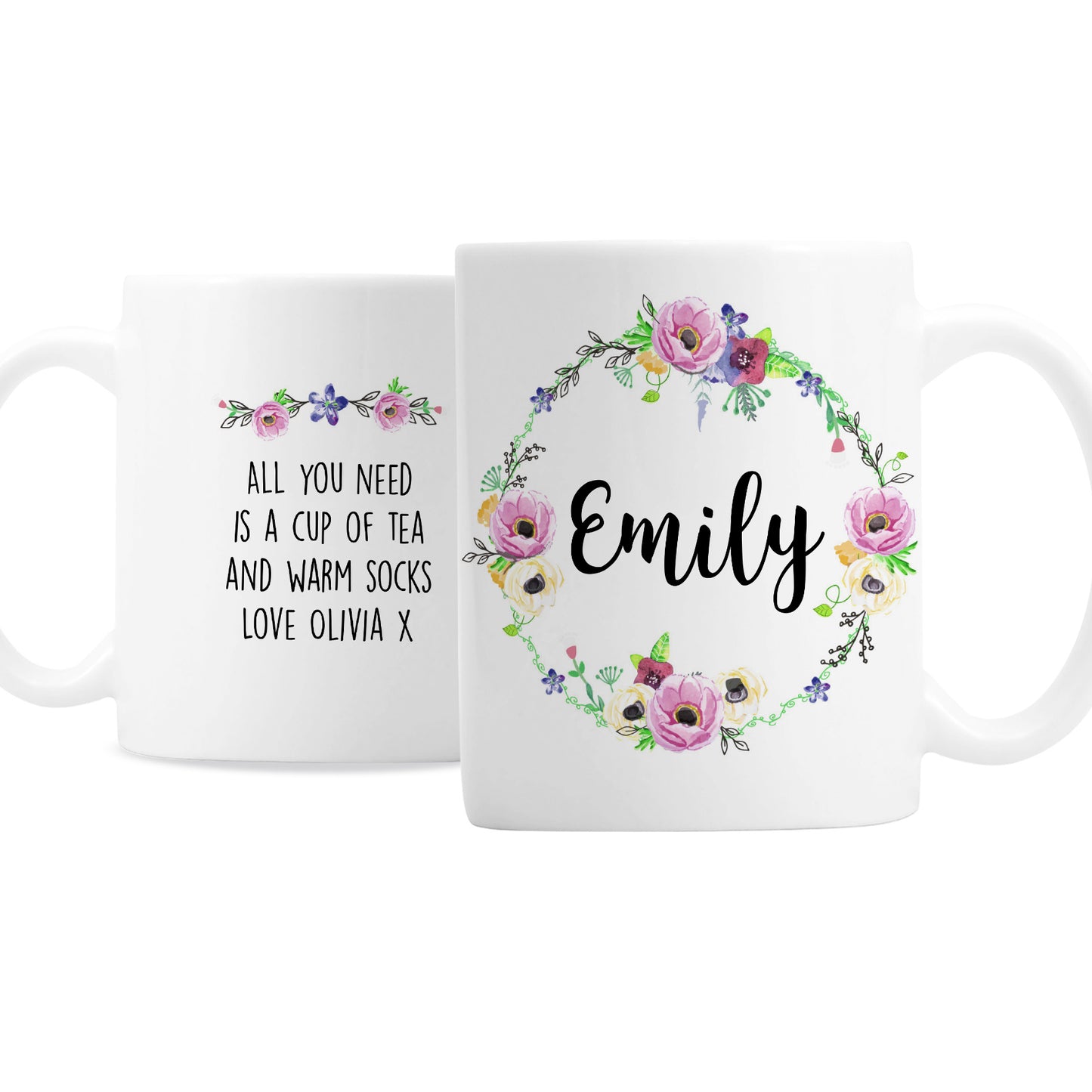 Personalised Floral Mug - MK&JD Gifts