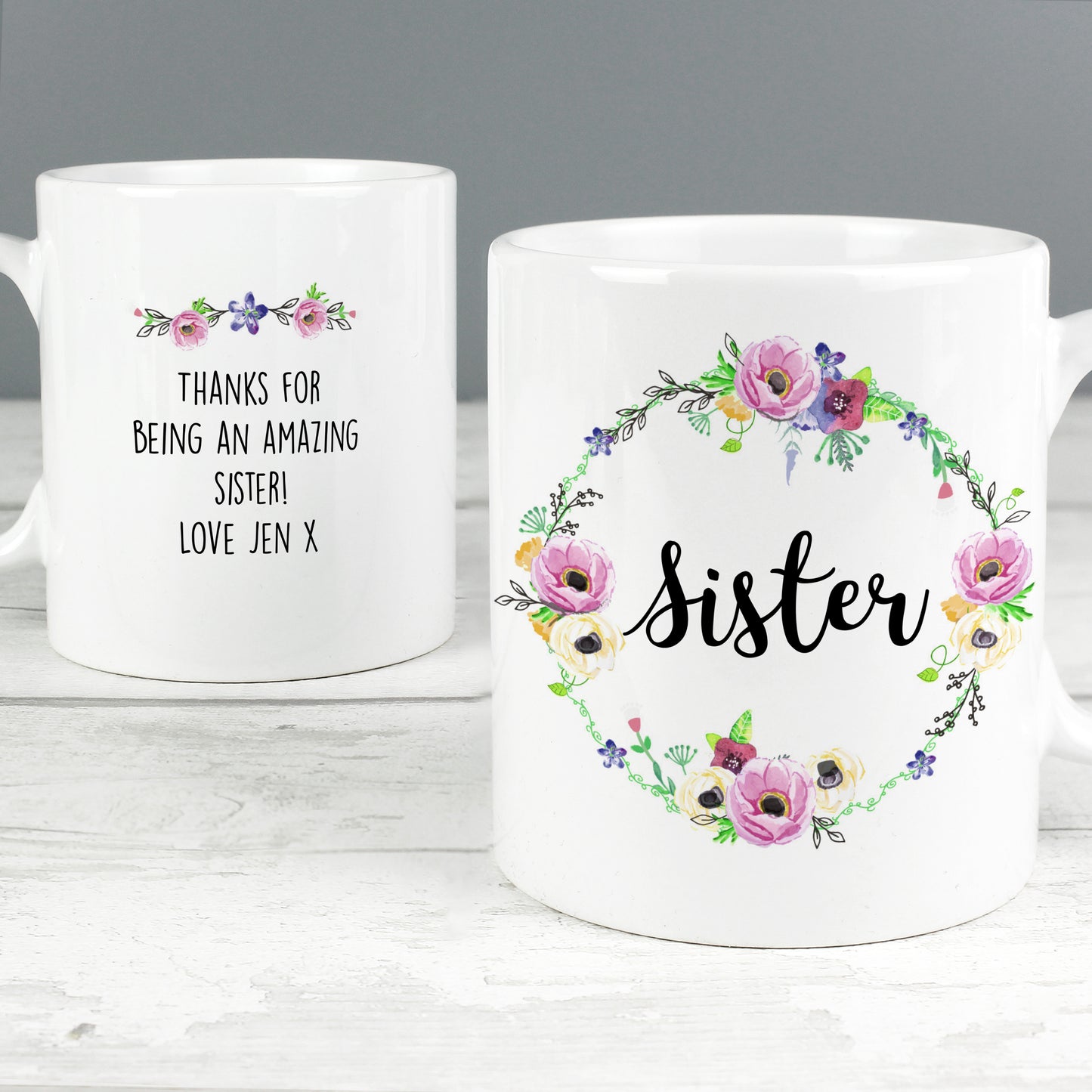 Personalised Floral Mug - MK&JD Gifts