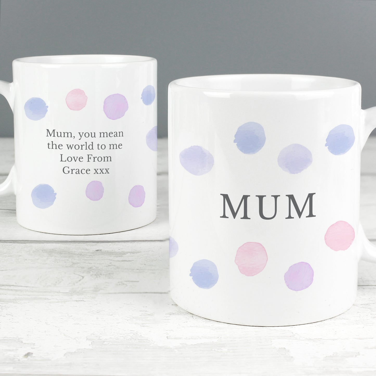 Personalised Pink Spot Mug - MK&JD Gifts