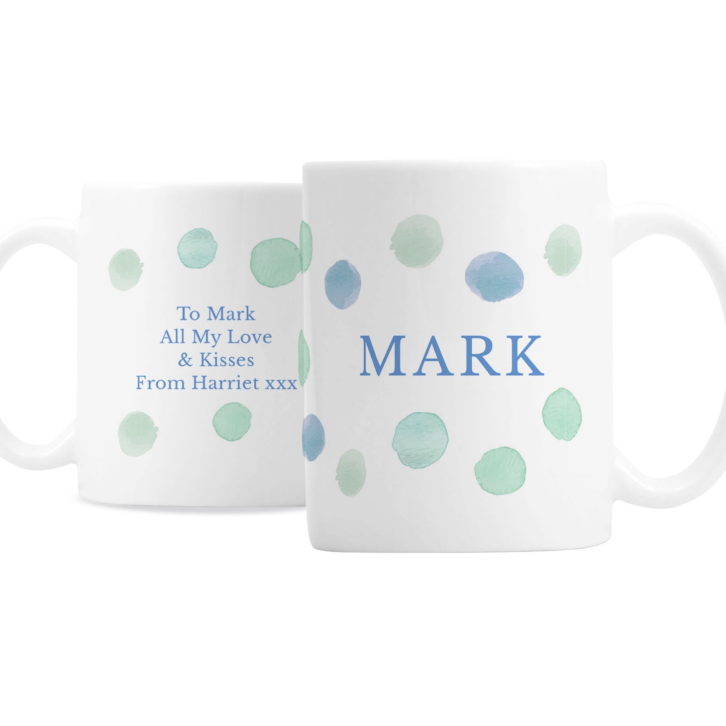 Personalised Blue Spot Mug - MK&JD Gifts