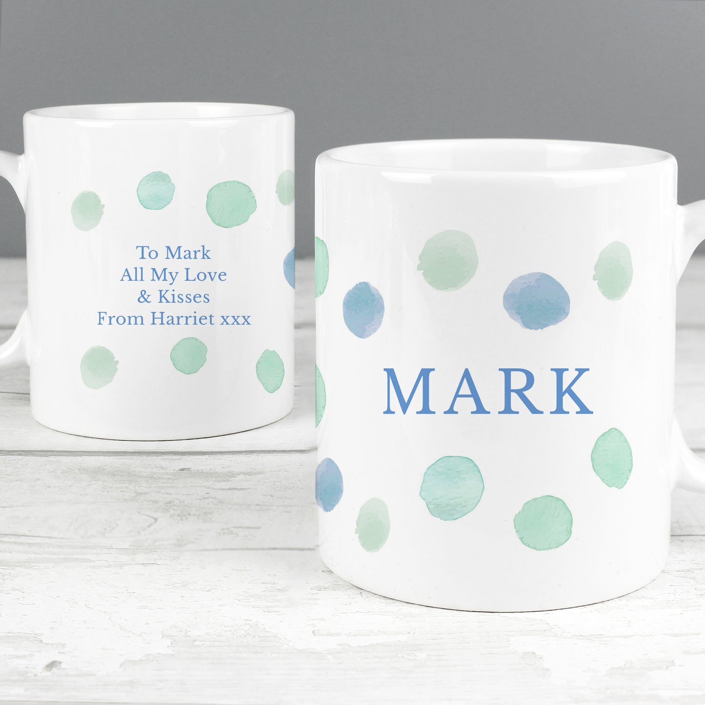 Personalised Blue Spot Mug - MK&JD Gifts