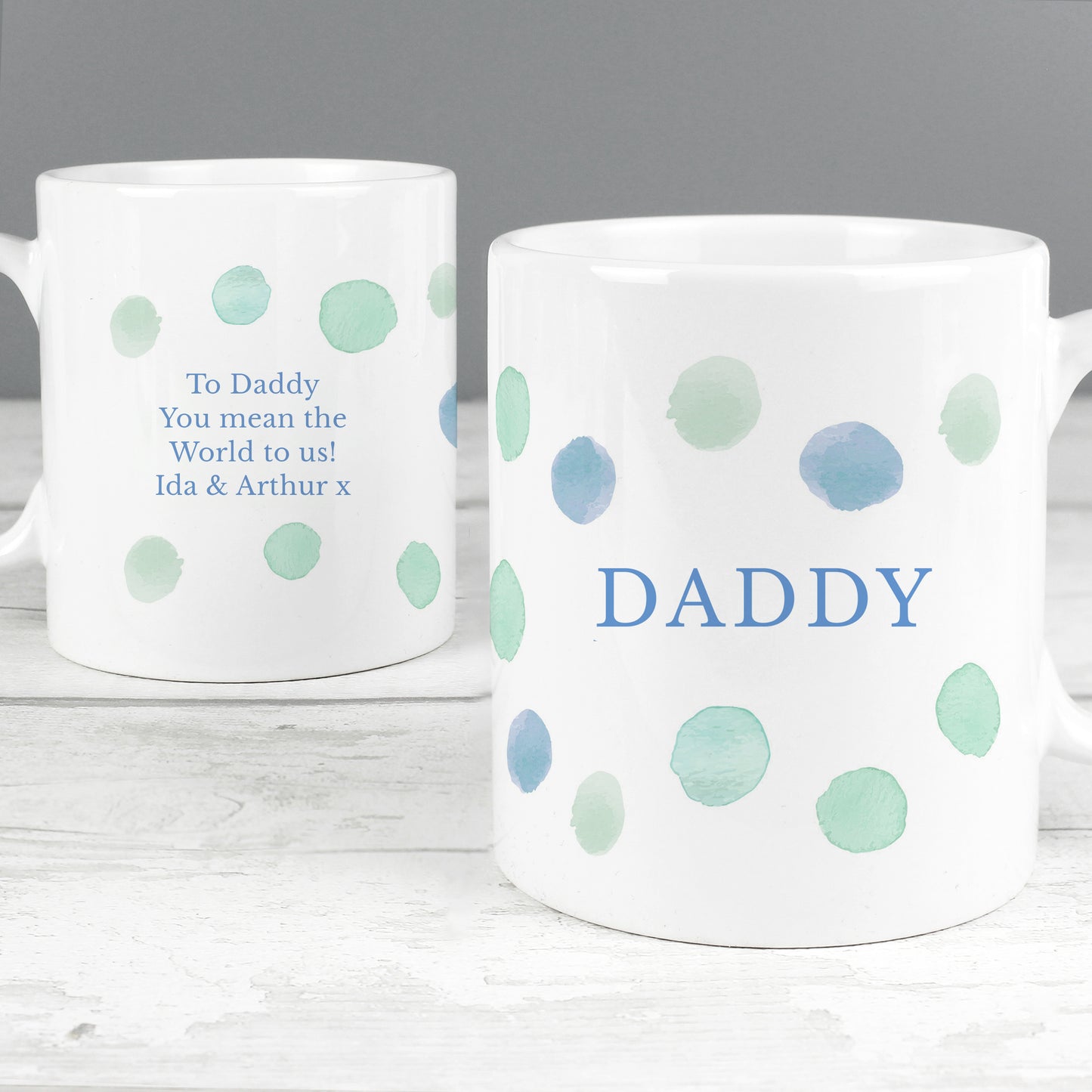 Personalised Blue Spot Mug - MK&JD Gifts
