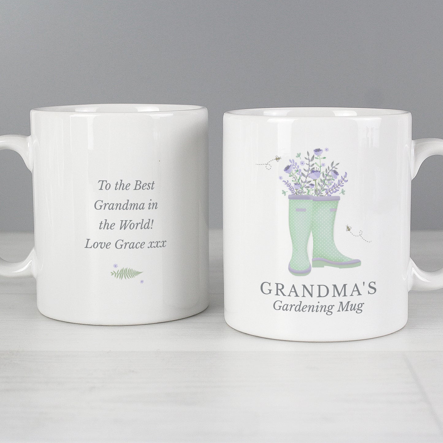 Personalised Floral Wellies Mug - MK&JD Gifts