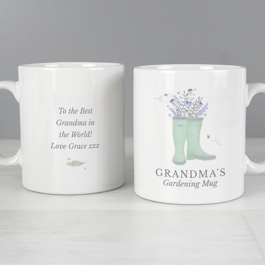 Personalised Floral Wellies Mug - MK&JD Gifts