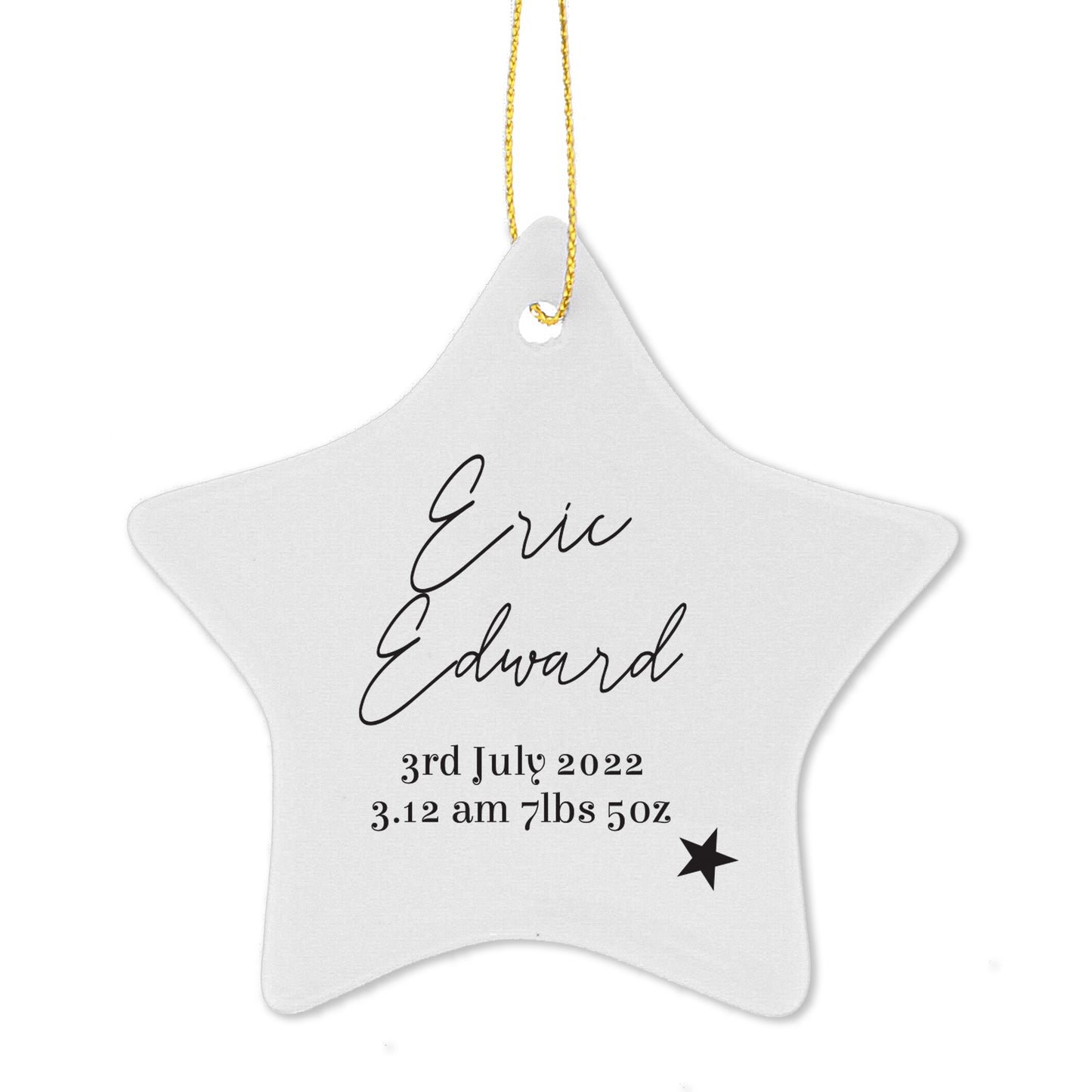 Personalised Free Text Ceramic Star Decoration - MK&JD Gifts