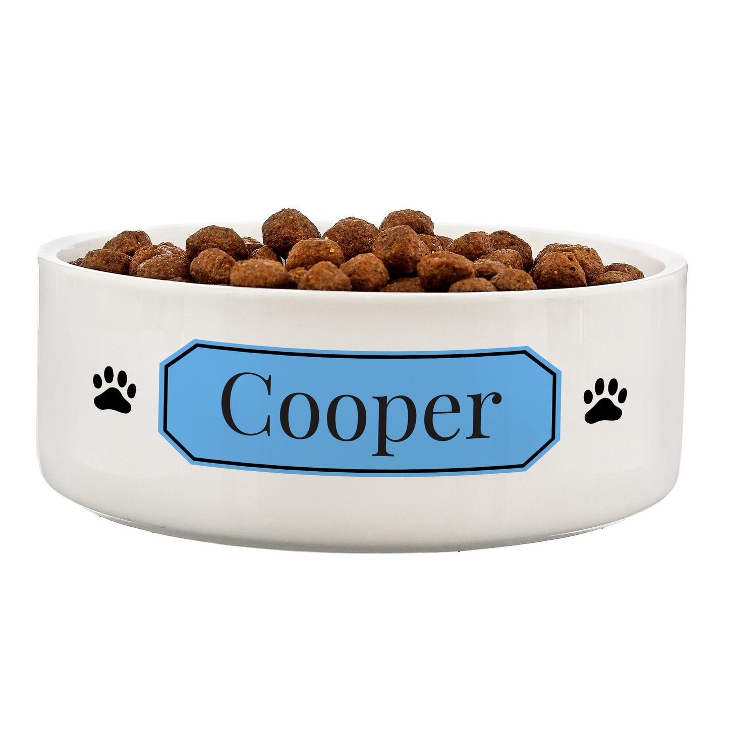 Personalised Blue Plaque 14cm Medium Pet Bowl - MK&JD Gifts