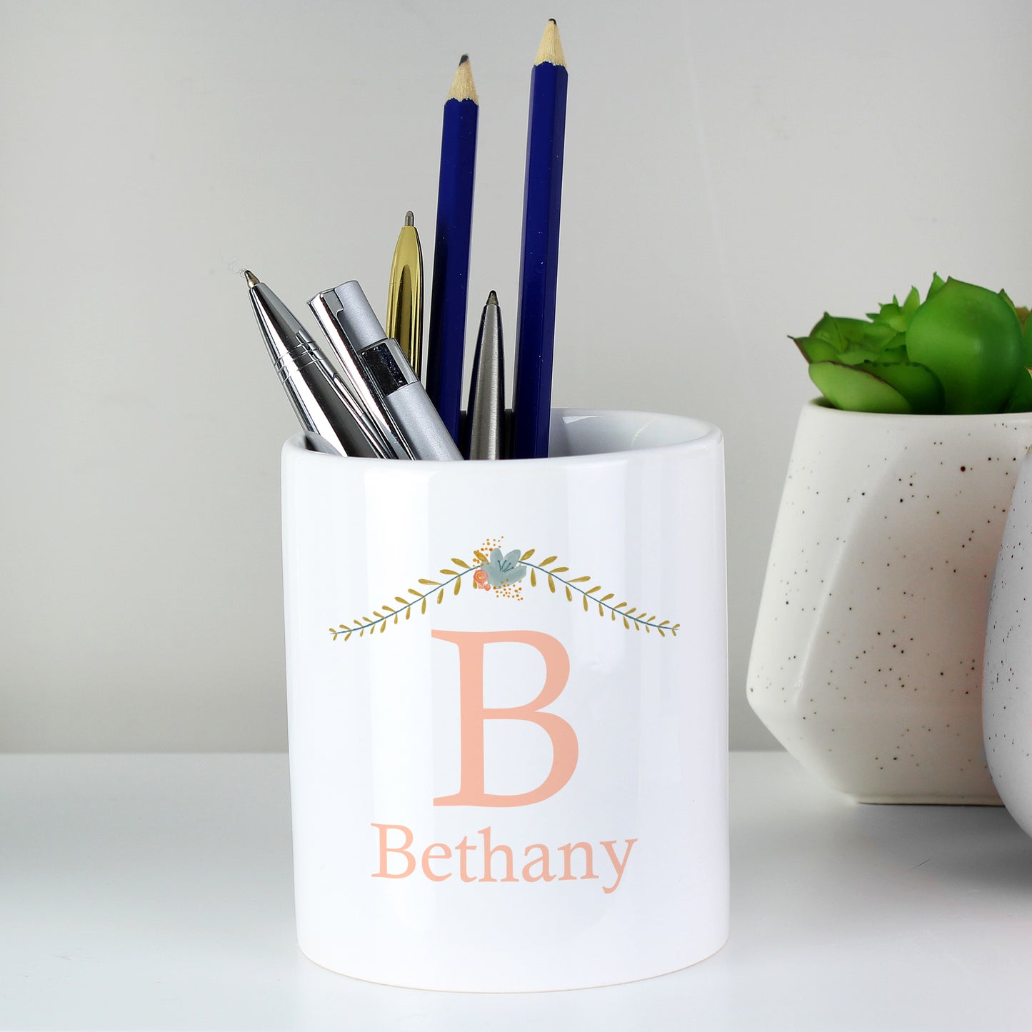 Personalised Floral Bouquet Ceramic Storage Pot - MK&JD Gifts